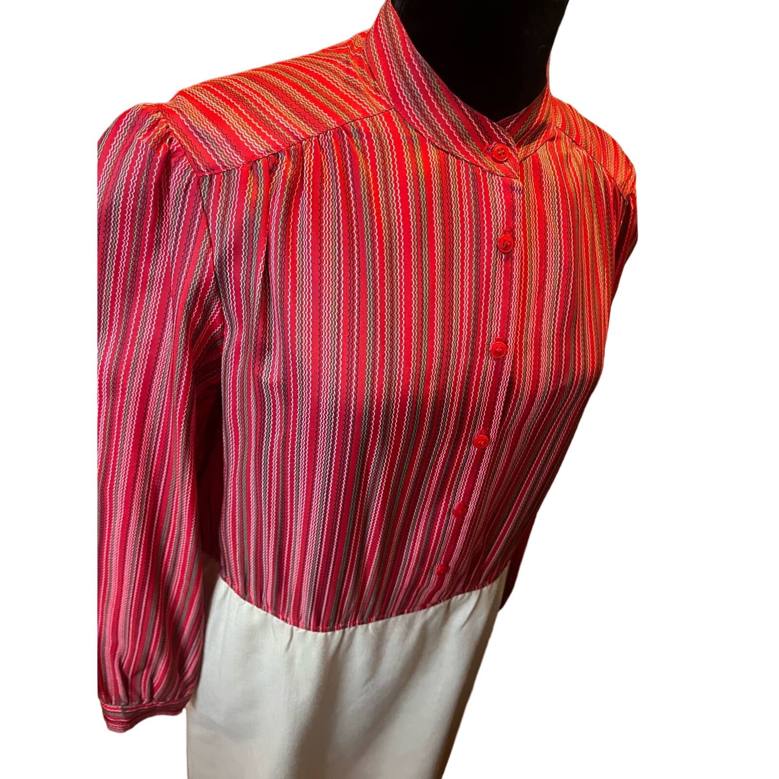Vintage Vintage 70s Schrader ILGWU Red Beige Striped Dress Large XL Size XL / US 12-14 / IT 48-50 - 6 Thumbnail