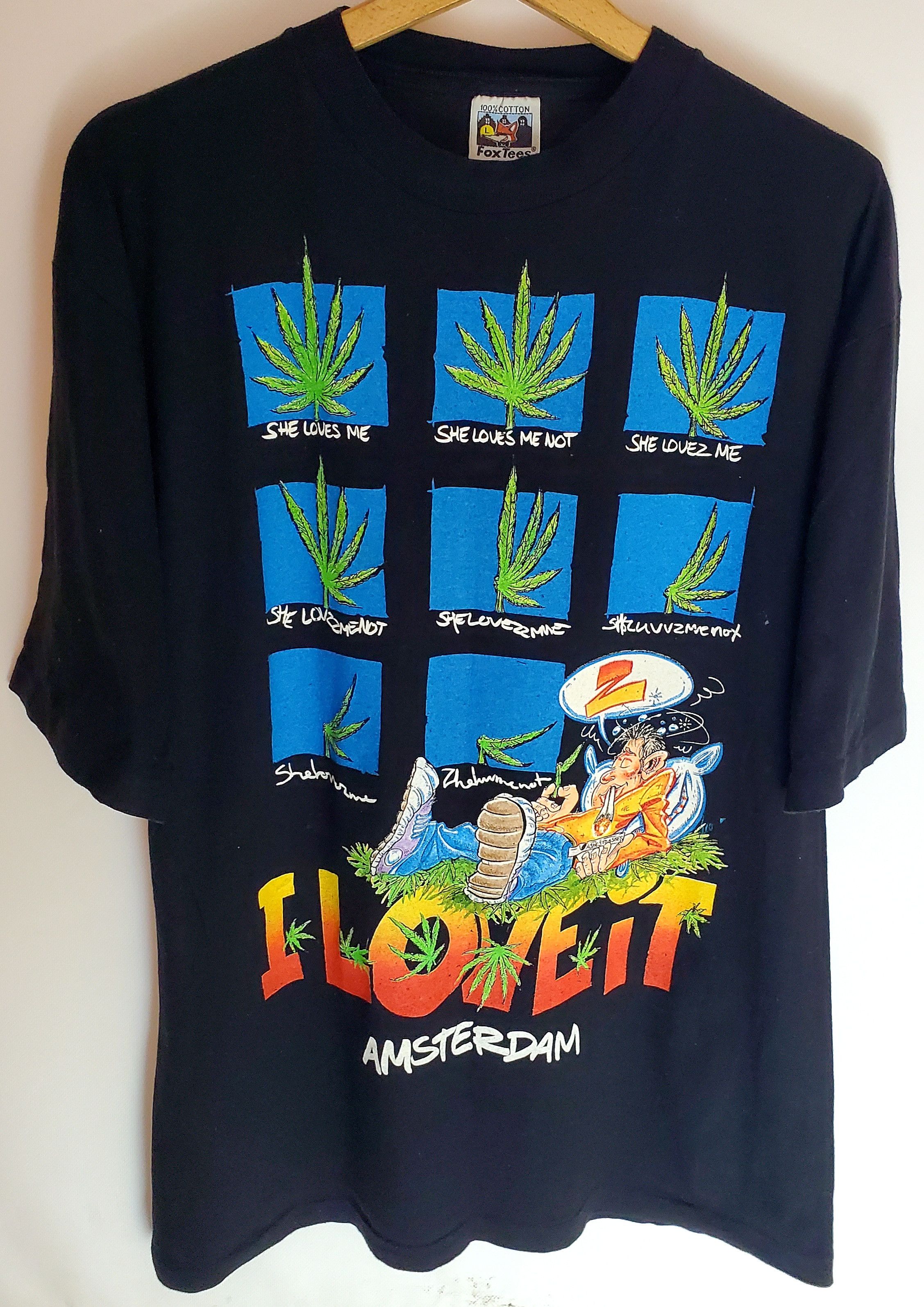 Vintage Vintage 90s Love It Amsterdam CANNABIS POT Fox TeesT-Shirt M Size US M / EU 48-50 / 2 - 1 Thumbnail