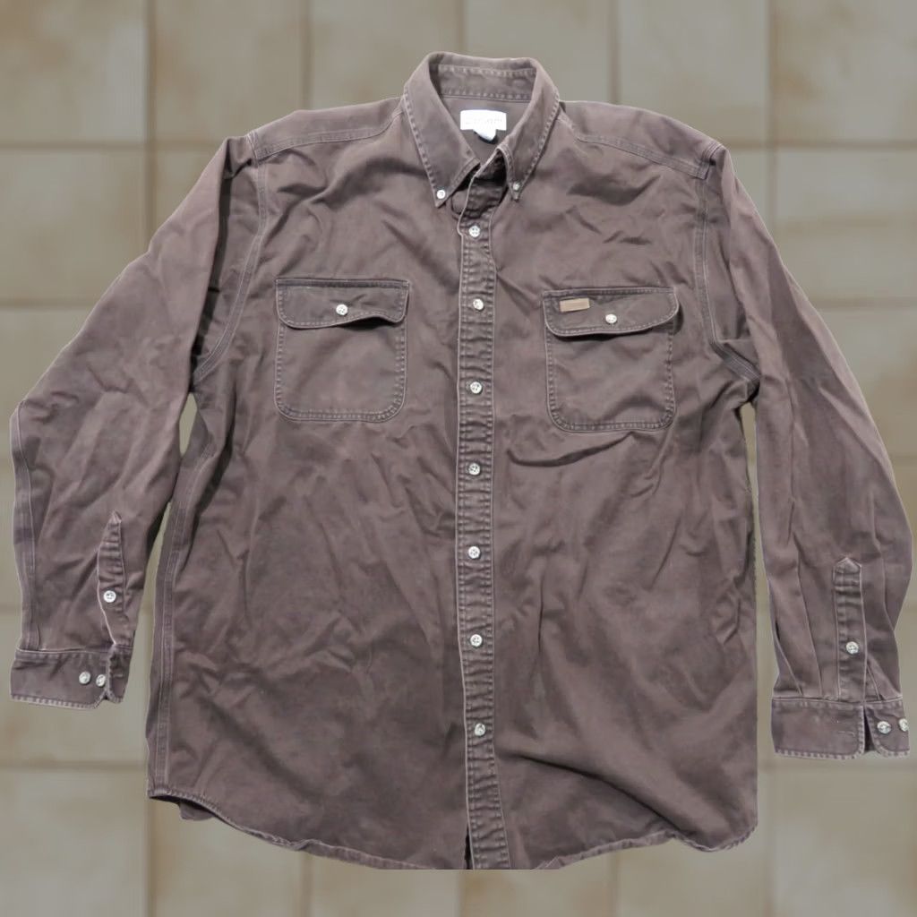 Carhartt Carhartt Mens XLT XL Tall Brown Heavyweight Rugged Canvas Button Shirt Workwear Outdoor Size US XL / EU 56 / 4 - 1 Thumbnail