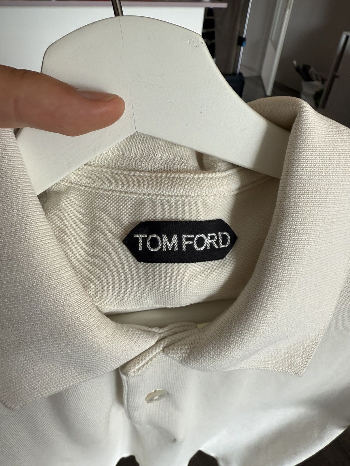 Tom Ford Tom Ford Classic Ivory Piqué Polo Shirt Size US M / EU 48-50 / 2 - 14 Thumbnail