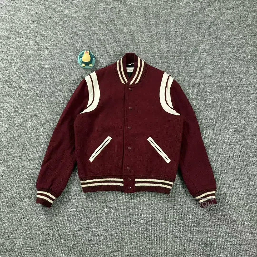 Saint Laurent Paris dark red striped baseball jacket by SLP. Size US M / EU 48-50 / 2 - 1 Thumbnail