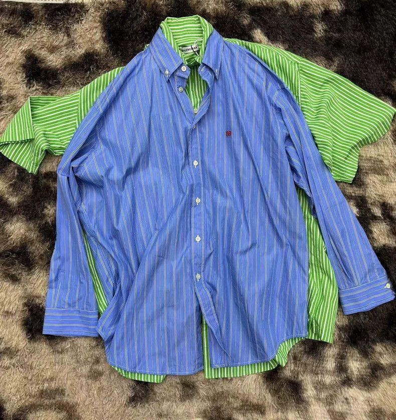 Balenciaga Balenciaga Runway Blue Green Layered Shirt Size US S / EU 44-46 / 1 - 1 Thumbnail