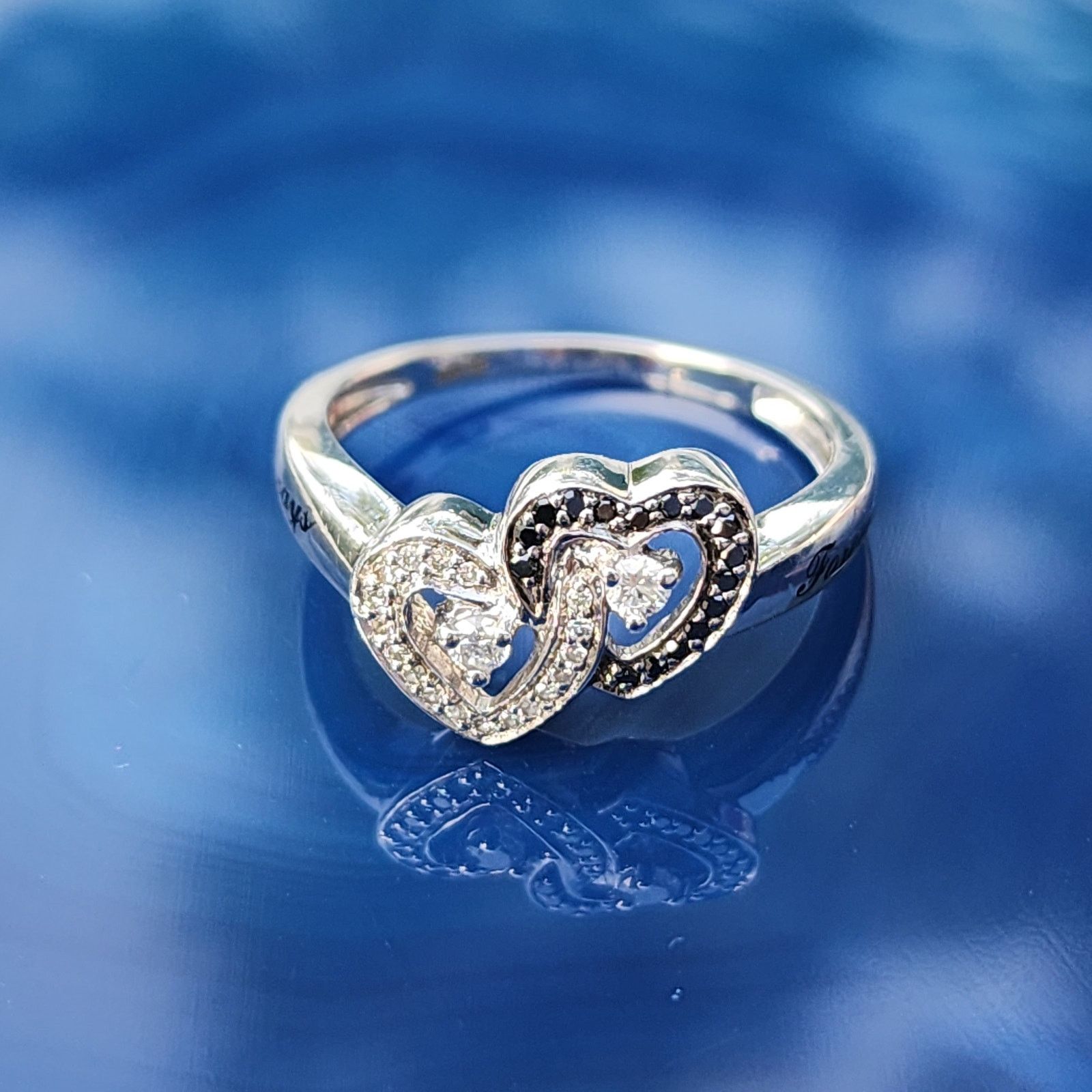 Designer Sterling Silver Contrast Faux Diamond Heart Promise Ring Size ONE SIZE - 11 Thumbnail