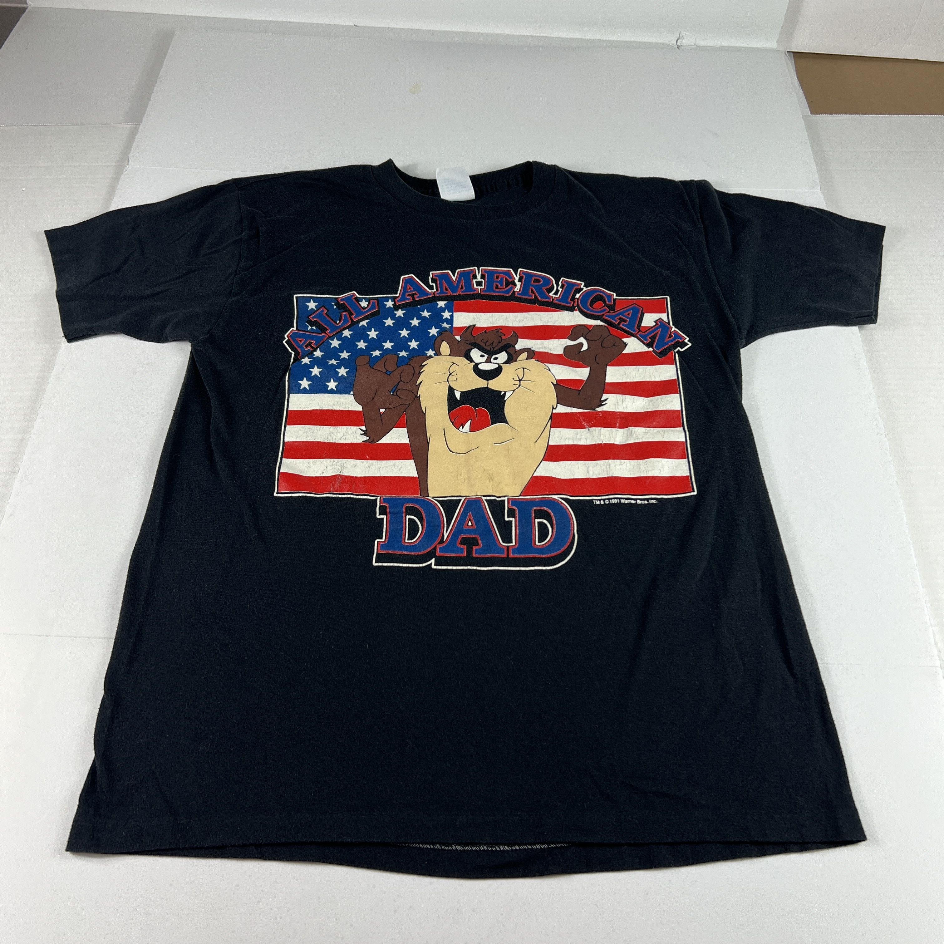 Vintage × Warner Bros VTG 90s Taz American Dad Shirt Faded Single Stitch Tee Size US M / EU 48-50 / 2 - 1 Thumbnail