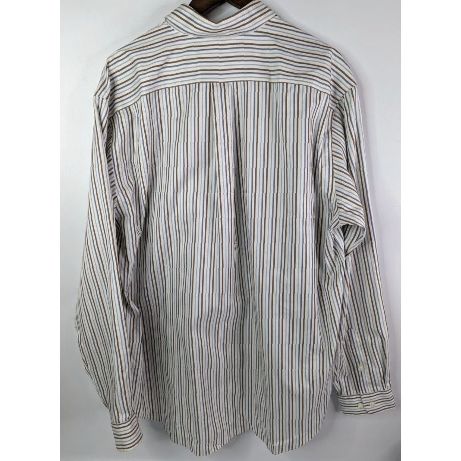 Eddie Bauer Eddie Bauer Shirt Men XL Tall Long Sleeve Button Down Striped Wrinkle Resist Beige Cotton Logo Pockets Size US XL / EU 56 / 4 - 4 Thumbnail