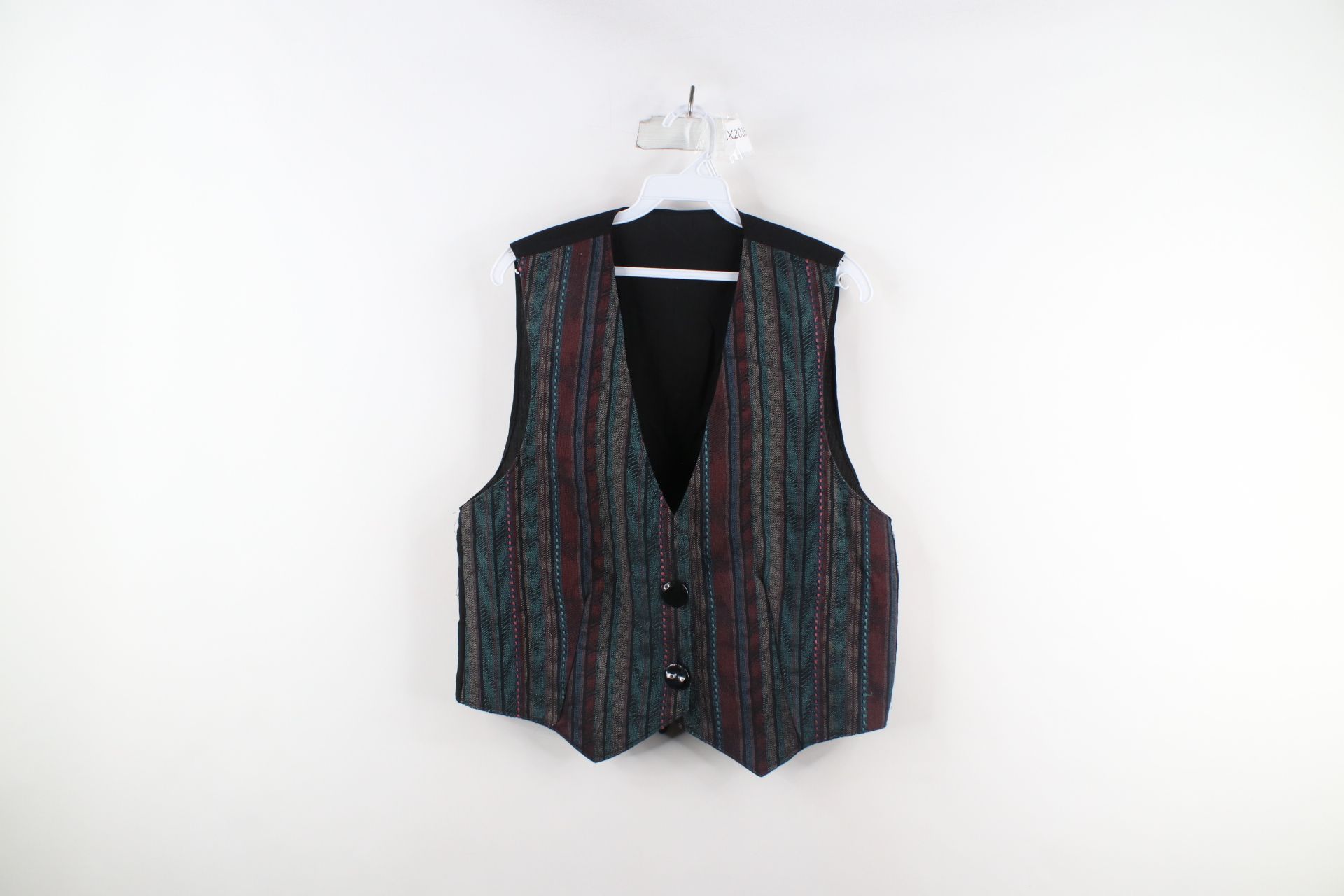Vintage Vintage 90s Streetwear Rainbow Tapestry Knit Tie Back Vest Size L / US 10 / IT 46 - 1 Preview