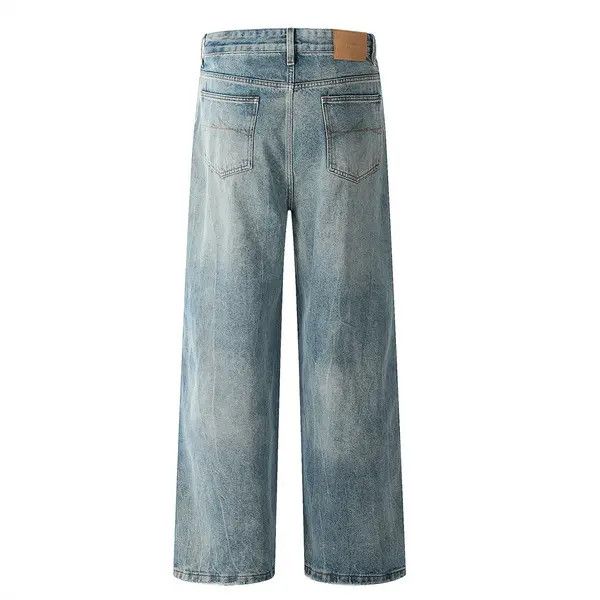 VIBE Men's loose punk split gradient distressed washed jeans Size US 32 / EU 48 - 3 Thumbnail