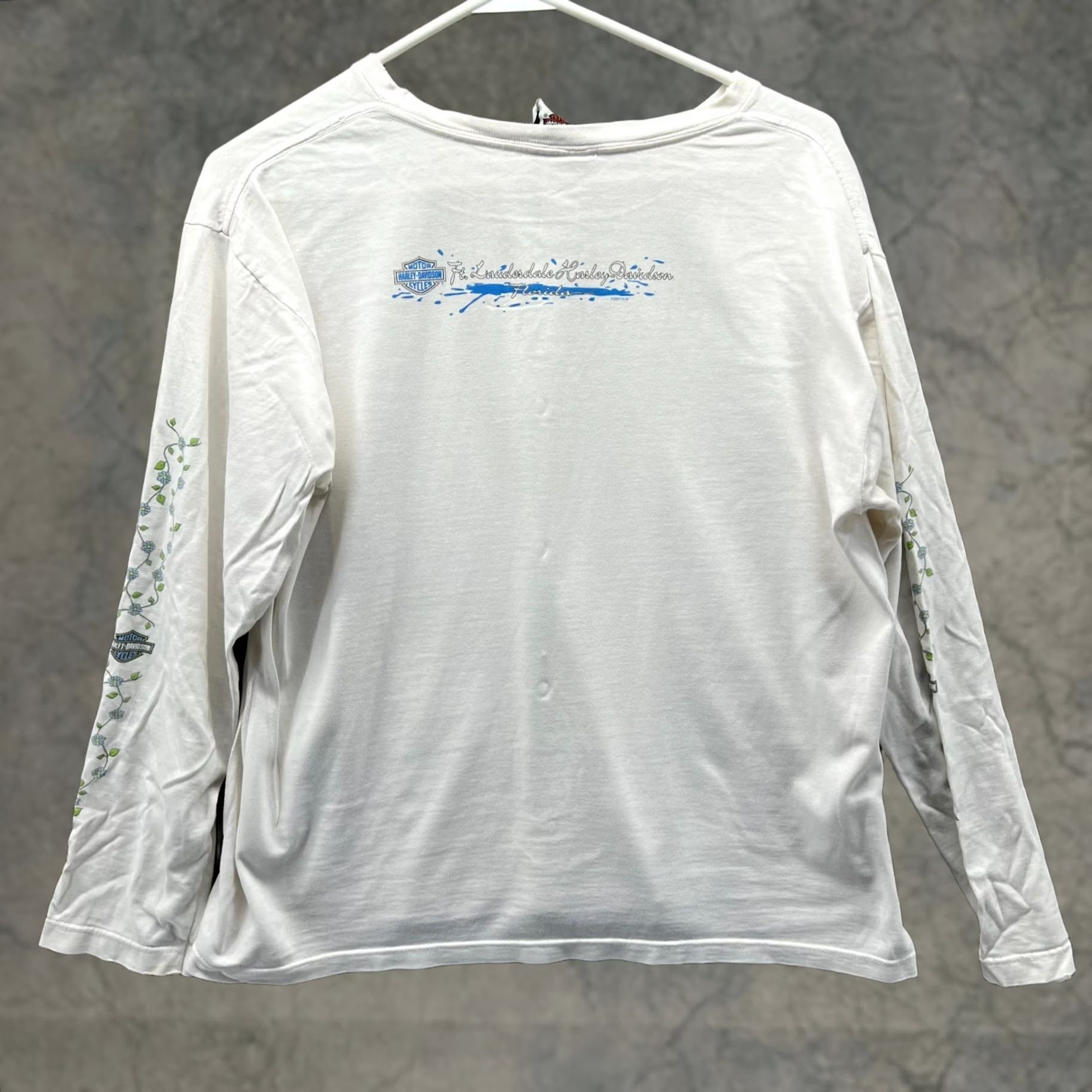 Harley Davidson Harley-Davidson Shirt Womens M Beige Floral Graphic Cotton Long Sleeve Y2K Embroidered T-Shirt Modern Basic Spring Summer Mens Womens Girls Boys Size M / US 6-8 / IT 42-44 - 1 Thumbnail