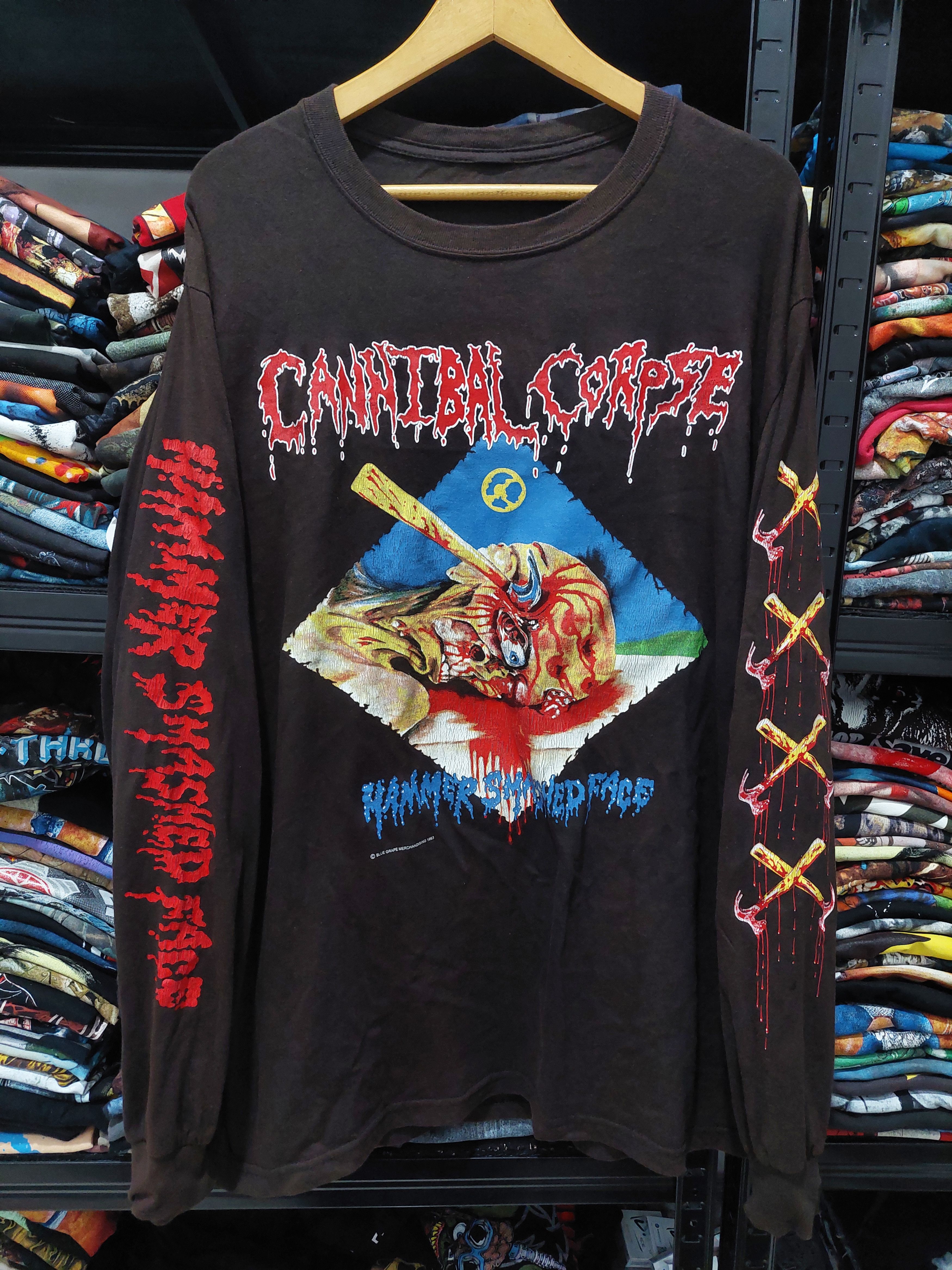 image of Band Tees x Tour Tee Cannibal Corpse Hammer Smashed Face Tour Longsleeve in Black, Men's (Size XL)