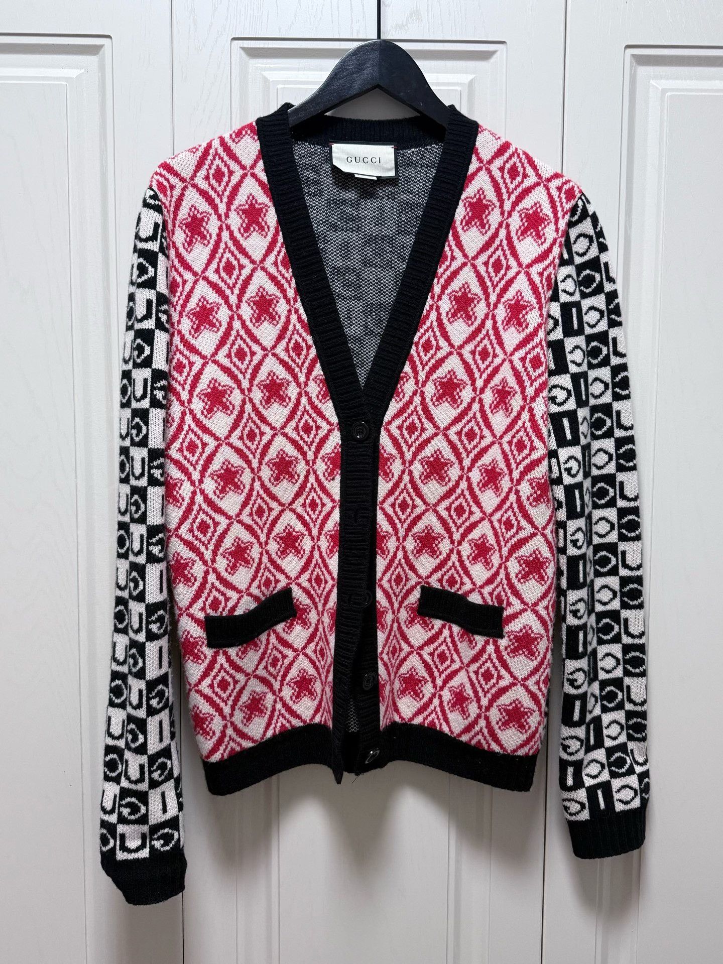 Gucci Gucci Red White Plaid Wool Cardigan Size S / US 4 / IT 40 - 1 Thumbnail