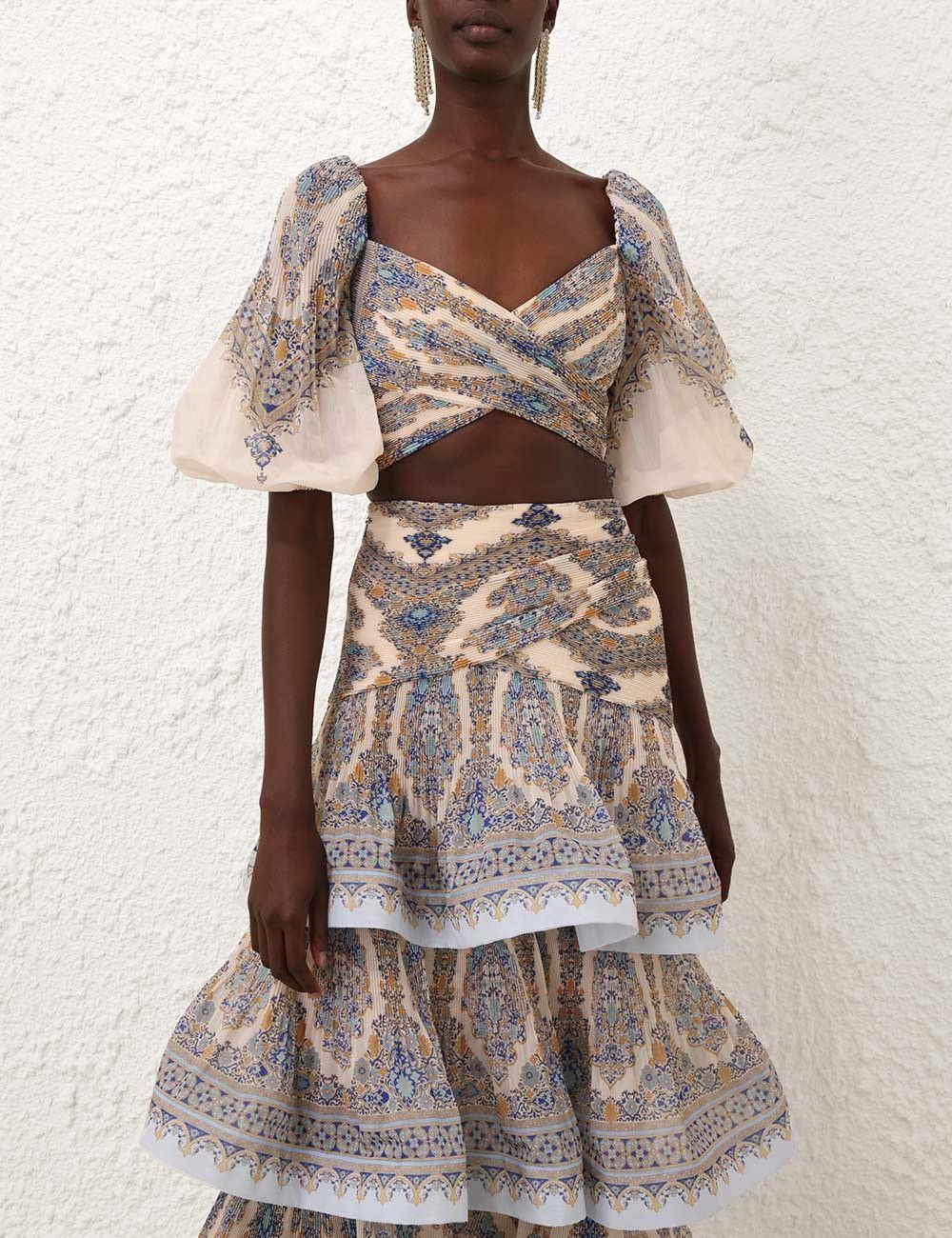 Zimmermann oc11z0226 Pleated Bodice Crop Top In Multicolor Size S / US 4 / IT 40 - 2 Thumbnail