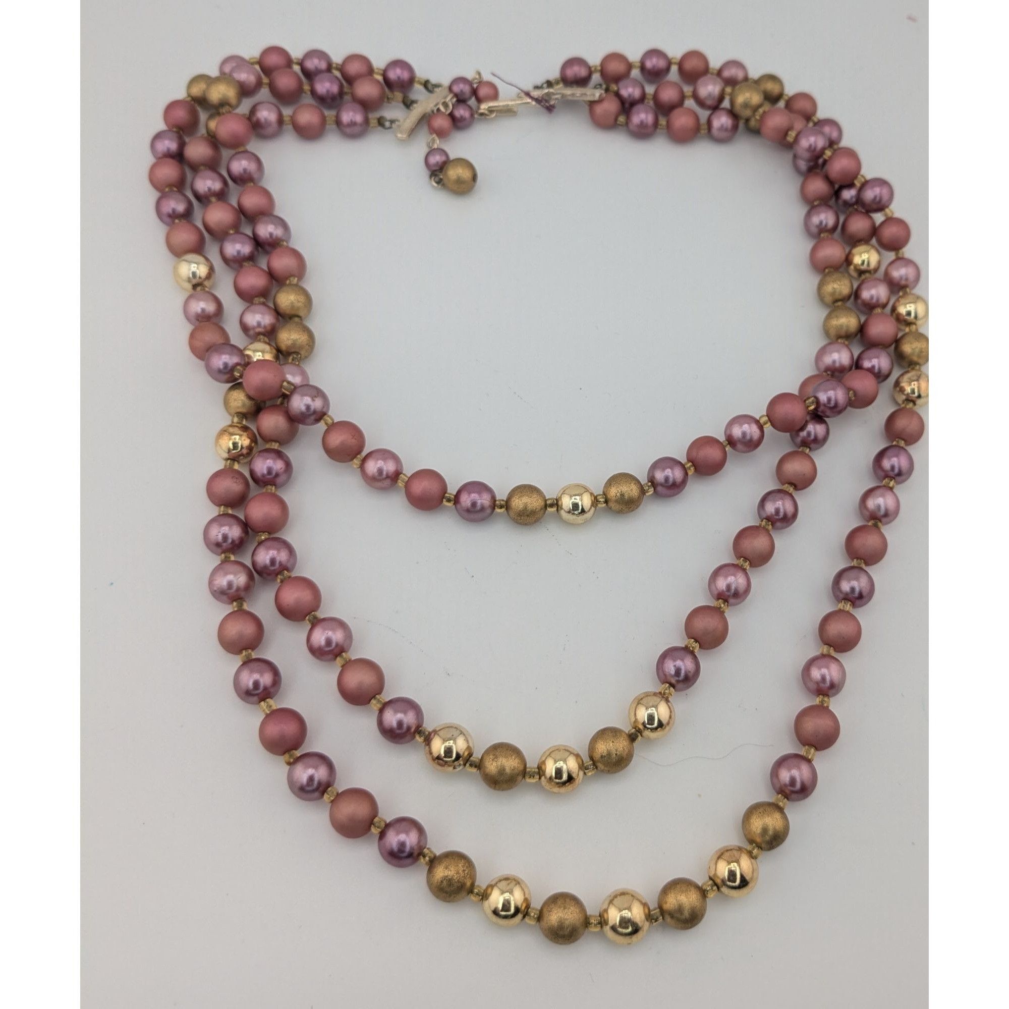 Other Vintage 3-Strand Rose & Gold Beaded Necklace Japan Size ONE SIZE - 6 Thumbnail
