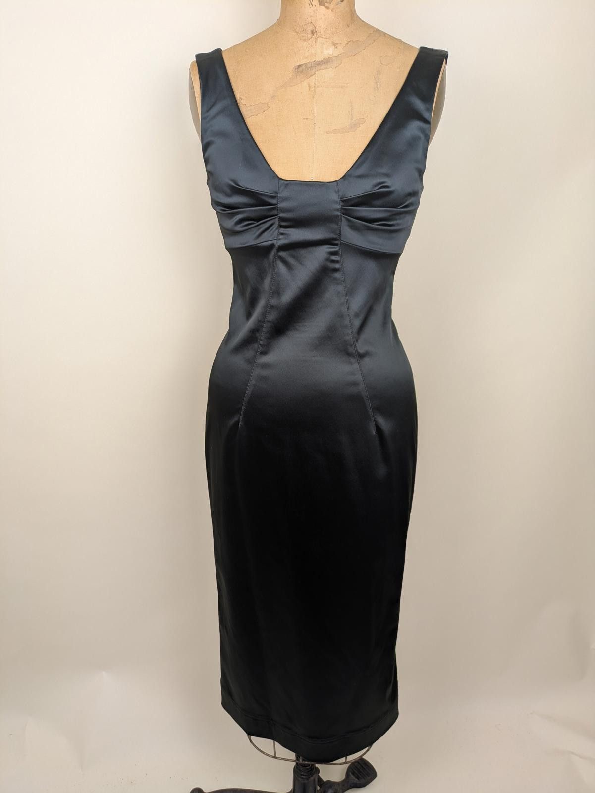Dolce & Gabbana D&G black satin bow bodycon slinky dress Size S / US 4 / IT 40 - 1 Thumbnail