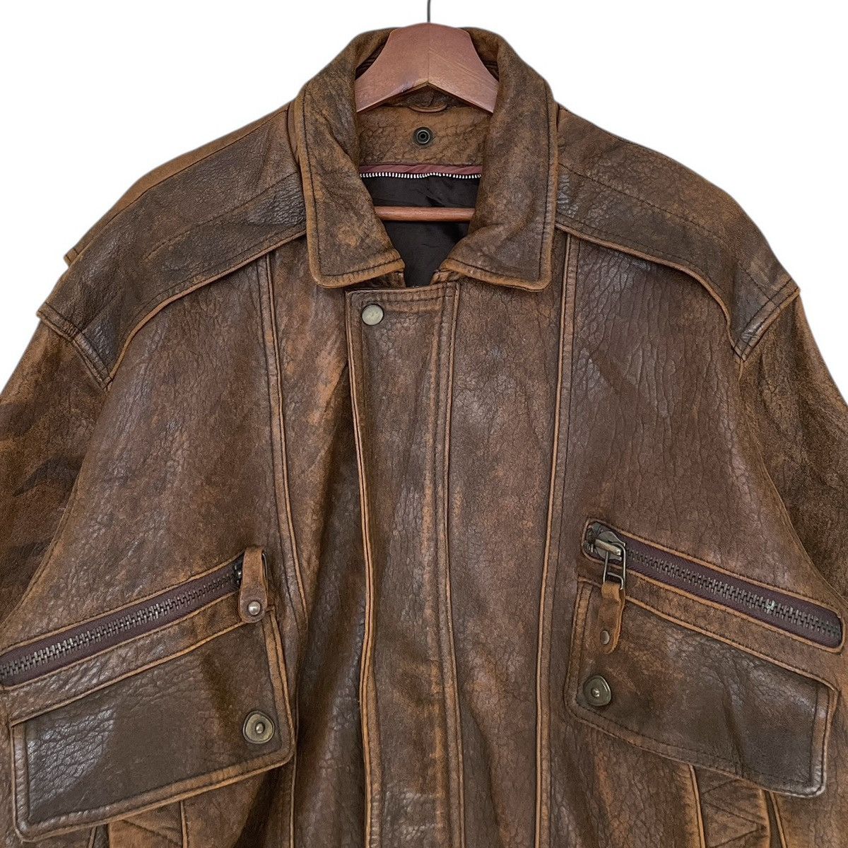 Japanese Brand × Vintage Vintage Japanese Brand Fly Leather Jacket 1990s Size US M / EU 48-50 / 2 - 3 Thumbnail
