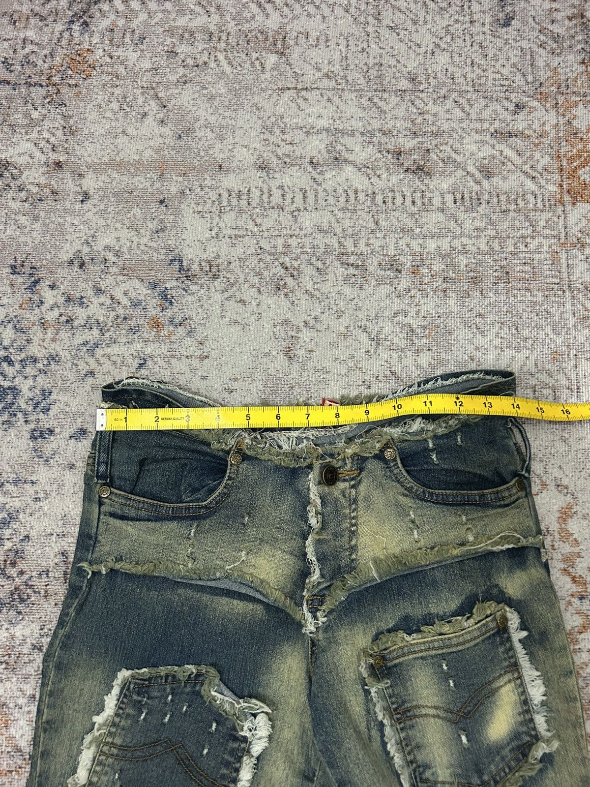 If Six Was Nine Modernistic Acid Wash Multi Pocket Flare Jeans Size US 28 / EU 44 - 17 Thumbnail