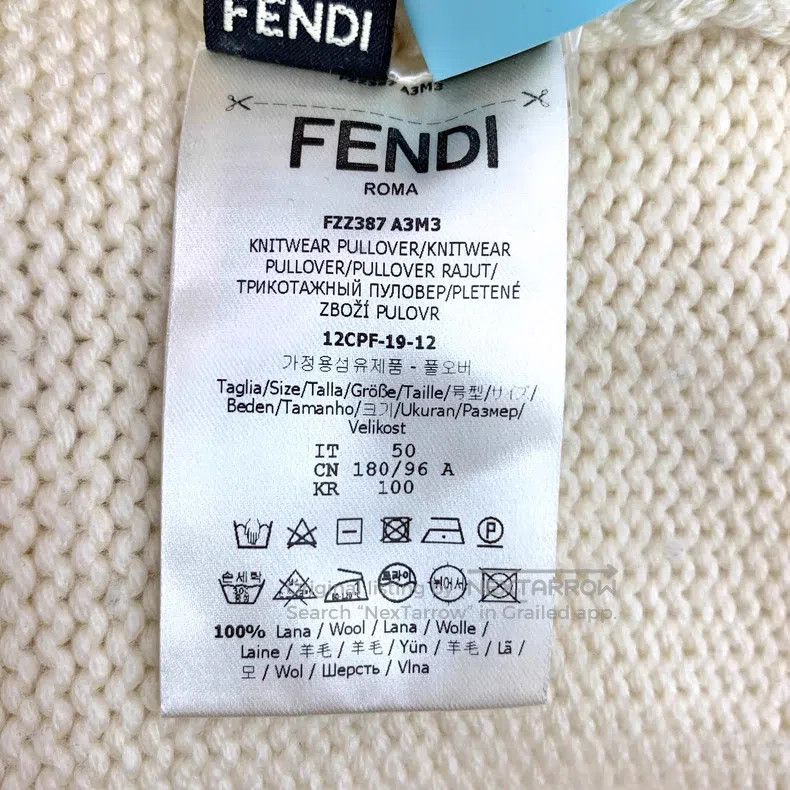 Fendi Fendi Ivory Logo Letter Embroidered Wool Crew Neck Long Sl Size US M / EU 48-50 / 2 - 7 Thumbnail