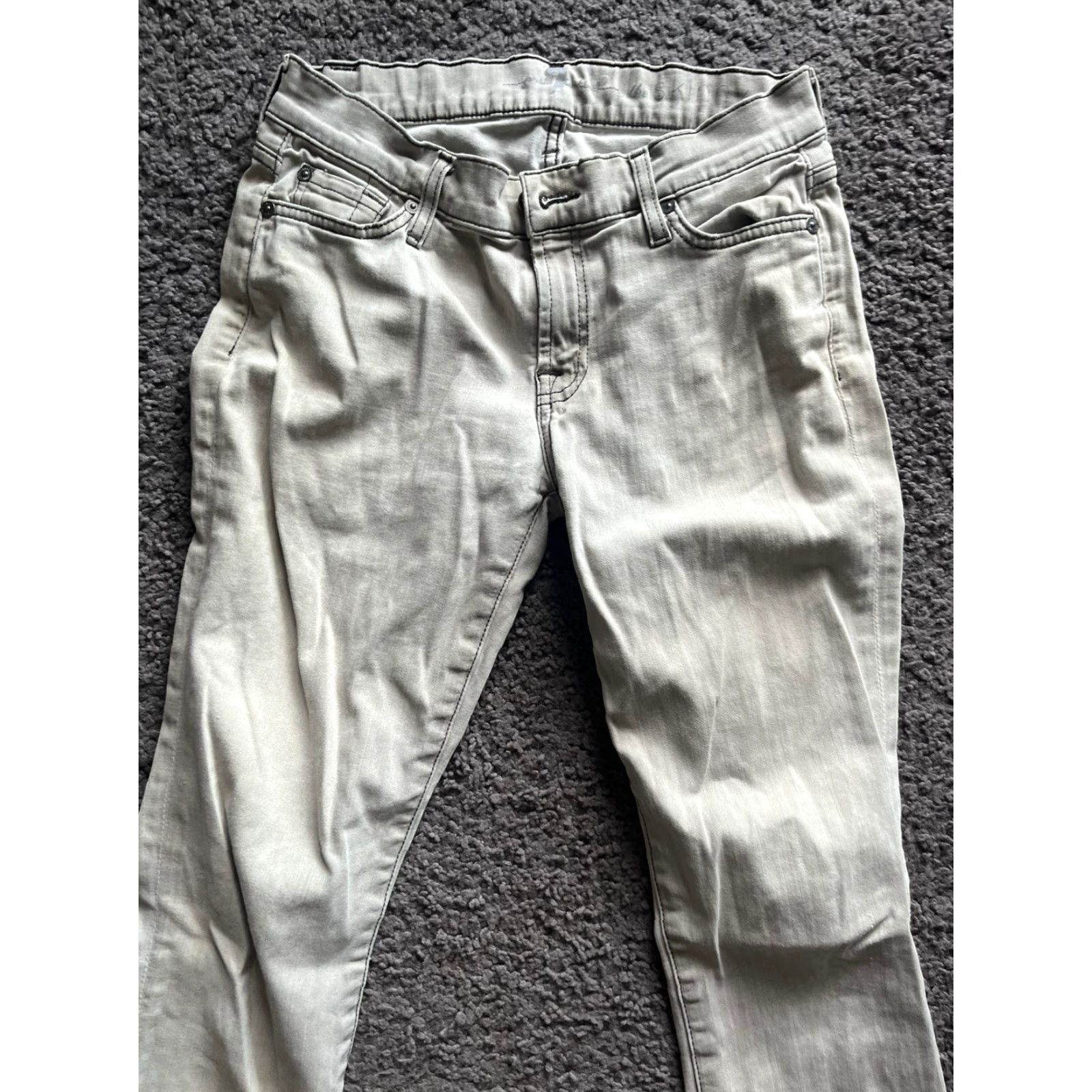 7 For All Mankind 7 For All Mankind pants Women 27 The Skinny Low Rise Gray Solid Size 27" / US 4 / IT 40 - 4 Thumbnail