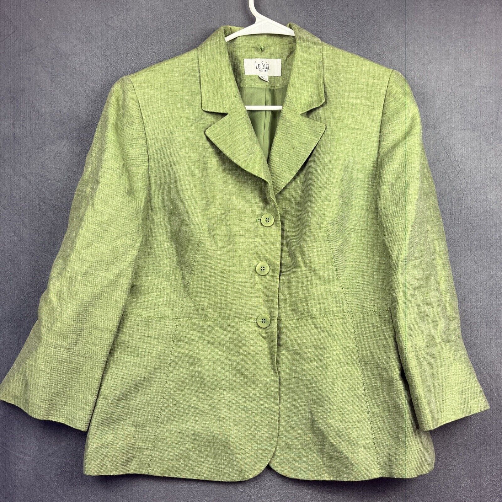 Other Le Suit Petite 100% Linen Blazer Jacket Women 12P Green Vtg Size XL / US 12-14 / IT 48-50 - 1 Thumbnail