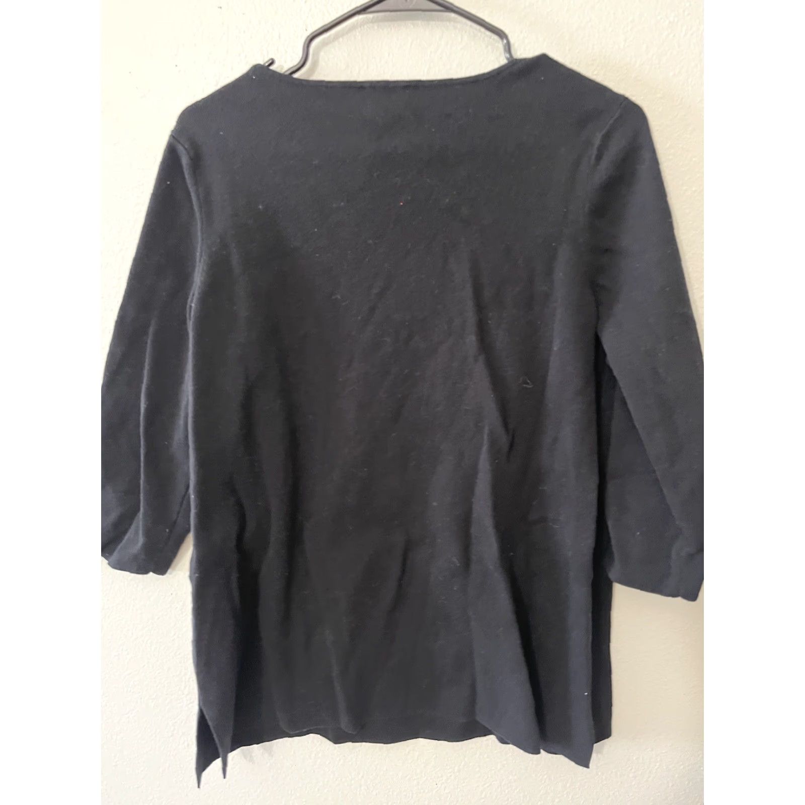 Vintage Chico's Knit Top Shirt Women Black 3/4 Sleeve Boat Neck Liquid Knit Size 2 Basic Womens Apparel Size XS / US 0-2 / IT 36-38 - 3 Thumbnail