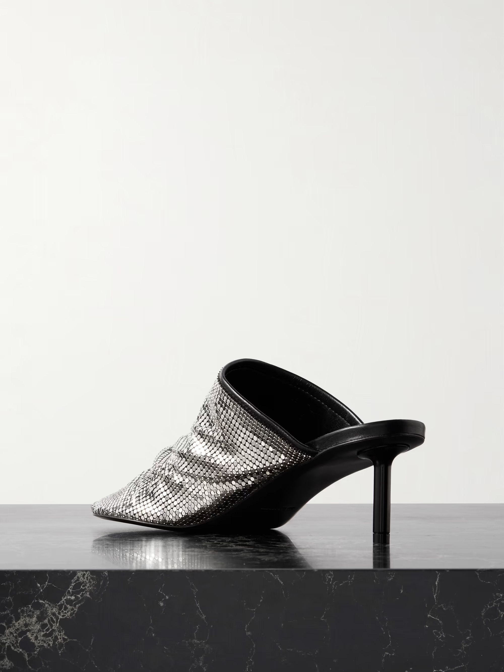 Jil Sander o1loc1c0426 Embellished Leather Mules in Grey Size US 10 / IT 40 - 2 Thumbnail
