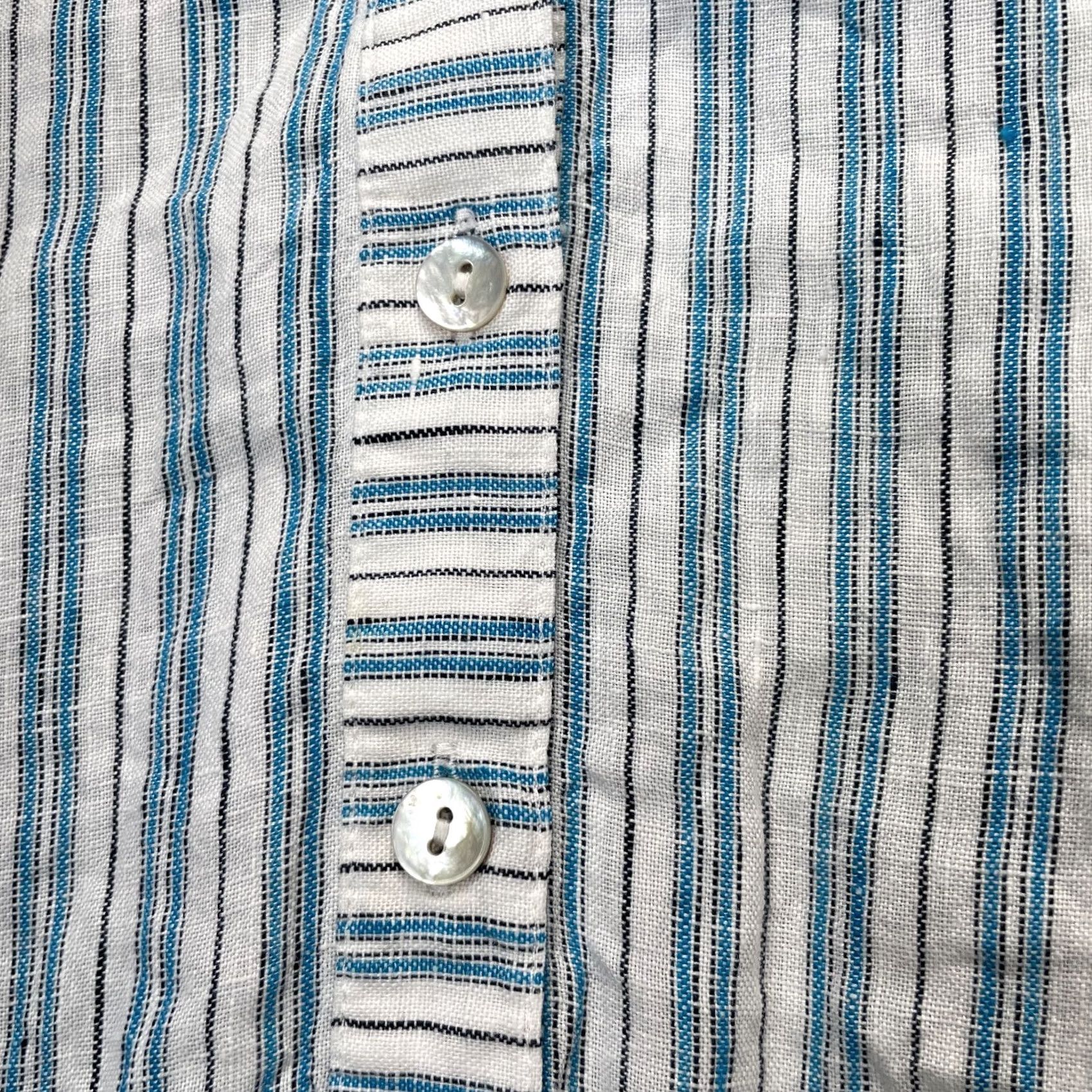 J. Jill J Jill White Linen Popover Tunic Blouse Womens Medium Striped Love Lagenlook Size M / US 6-8 / IT 42-44 - 5 Thumbnail