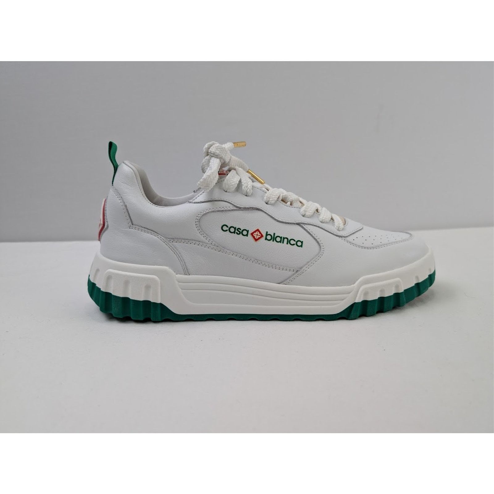 Casablanca o1rshd1 Leather Court Sneaker in White/Green Size US 14 / EU 47 - 4 Thumbnail