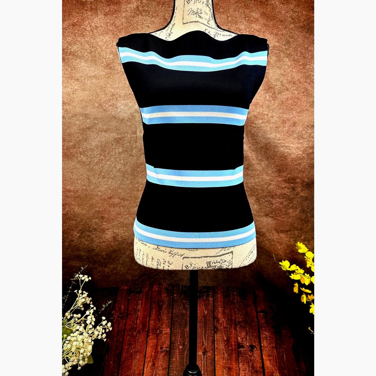 Tanya Taylor Tanya Taylor Zanita Stretch Top Black Horizon Blue Chalk XS Size XS / US 0-2 / IT 36-38 - 6 Thumbnail