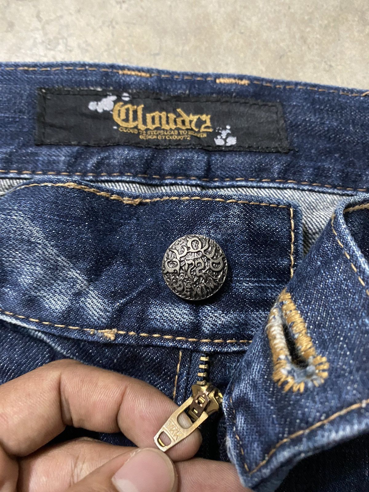 If Six Was Nine × Japanese Brand × Tornado Mart Baggy Jeans Cloud72 Skull Patch Distressed Design Size US 36 / EU 52 - 15 Thumbnail