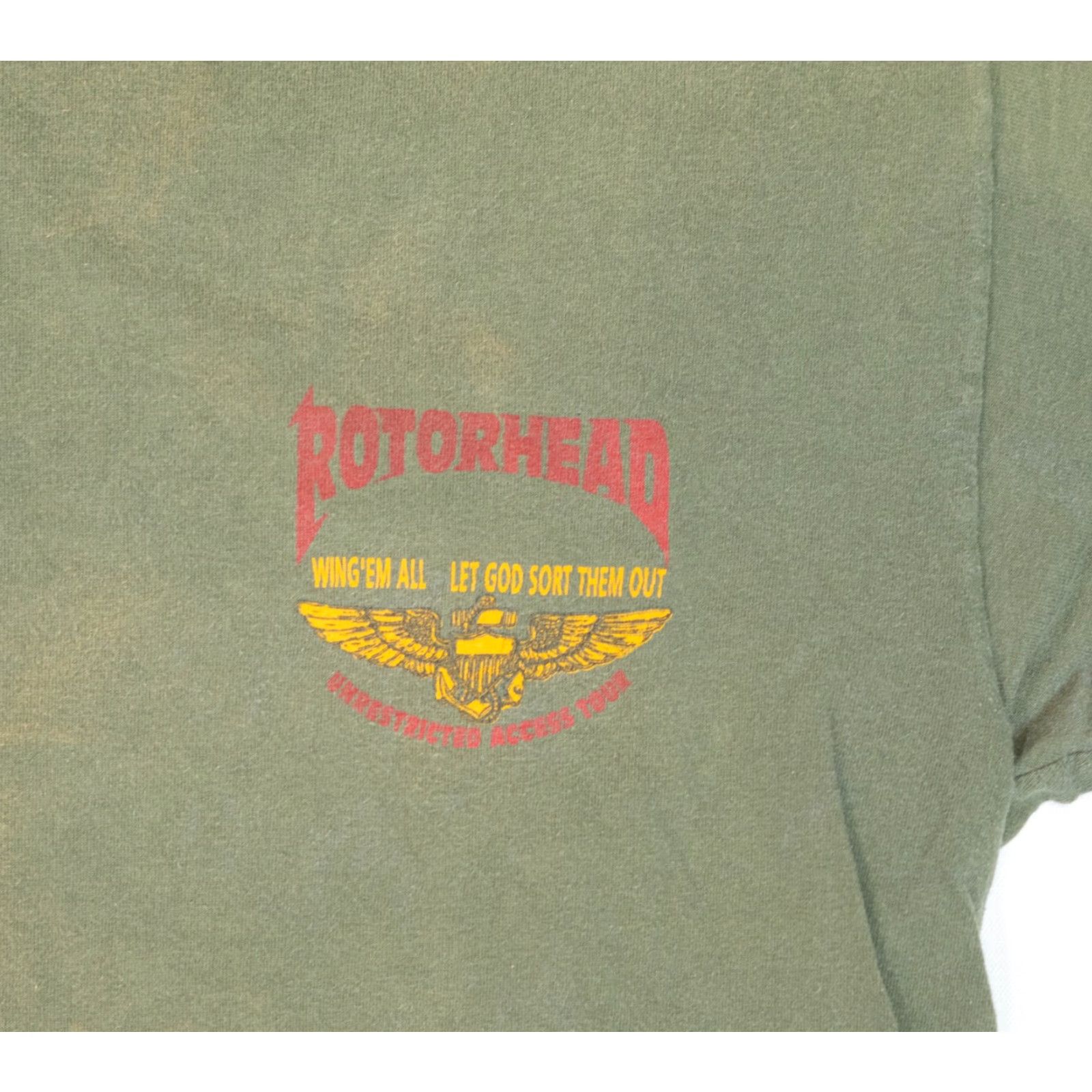 Fruit Of The Loom VINTAGE Rotorhead Tour T-Shirt Men XL Green Faded Single Stitch Woodstock Nike? Size US XL / EU 56 / 4 - 3 Thumbnail