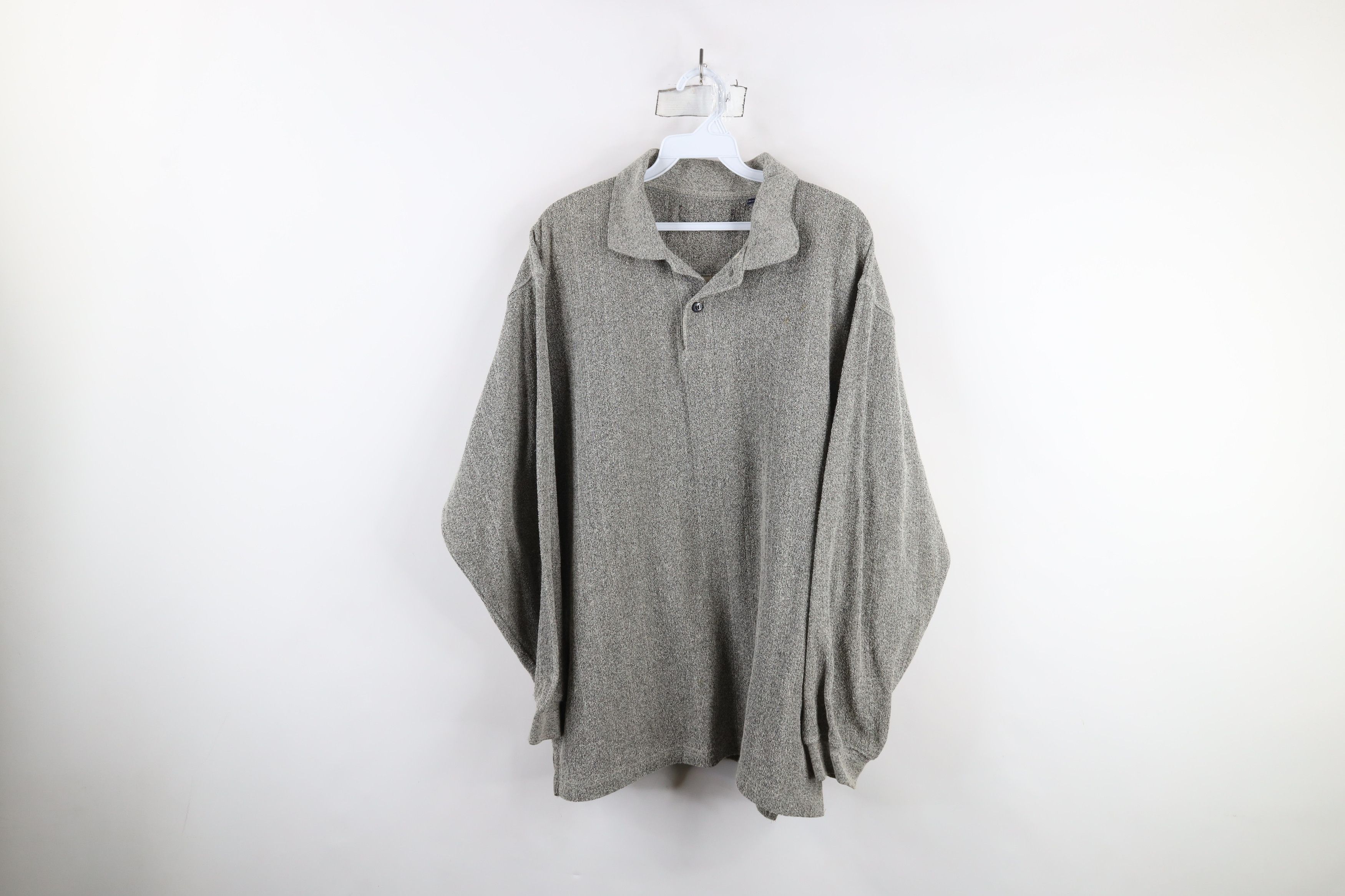 Vintage Vintage 90s Streetwear Cloth Knit Collared Long Sleeve Polo Size US L / EU 52-54 / 3 - 1 Thumbnail