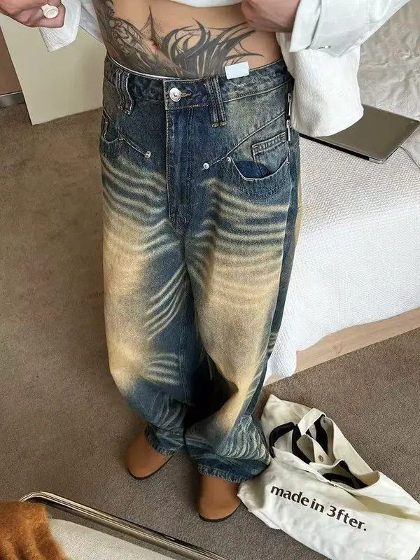 Japanese Brand Street washed vintage distressed straight jeans y2k Size US 32 / EU 48 - 6 Thumbnail