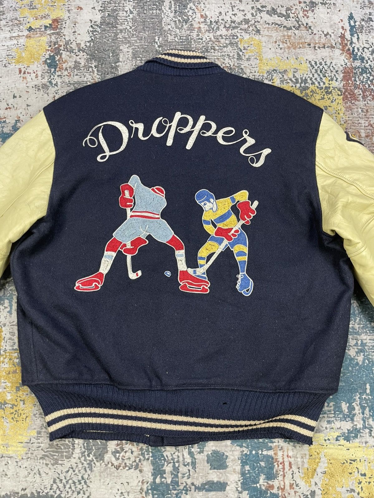 Vintage Vtg 70s Butwin “Droppers Hockey” Varsity Jacket Size US L / EU 52-54 / 3 - 14 Thumbnail
