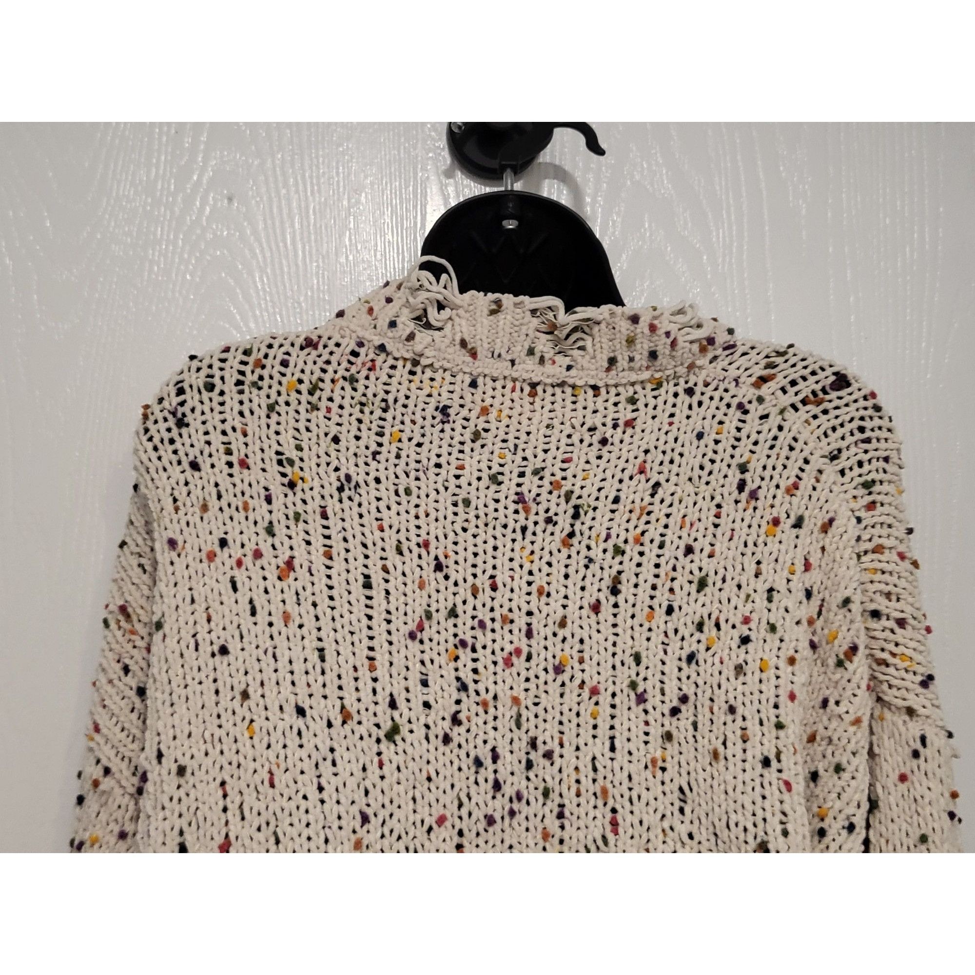 Other POL Sweater Rainbow Confetti Cropped Distressed Tan Cream Sz Size L / US 10 / IT 46 - 5 Thumbnail