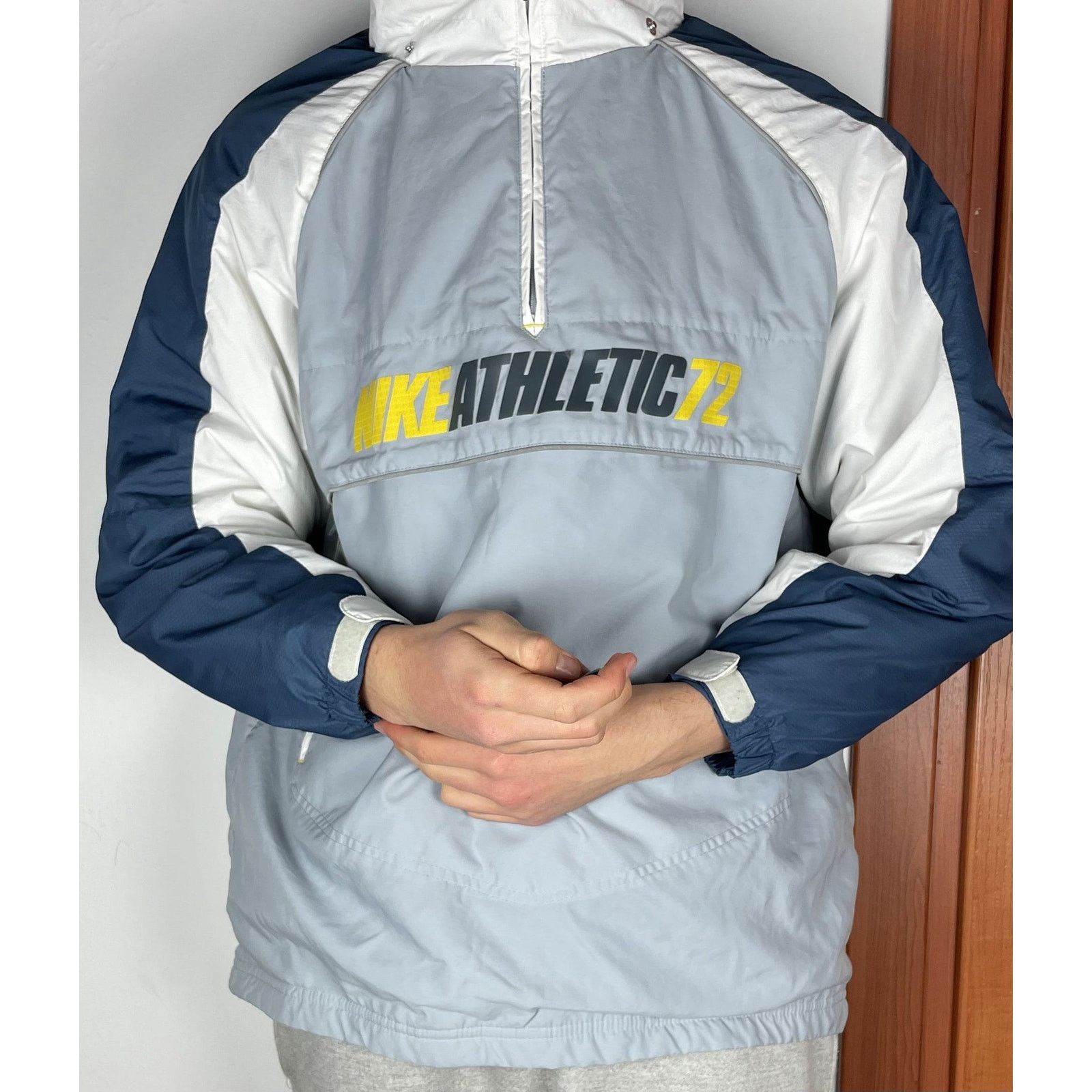 Nike × Vintage Nike Athletic 72 Men Gray 1/4 Zip Windbreaker Jacket Size US M / EU 48-50 / 2 - 2 Thumbnail