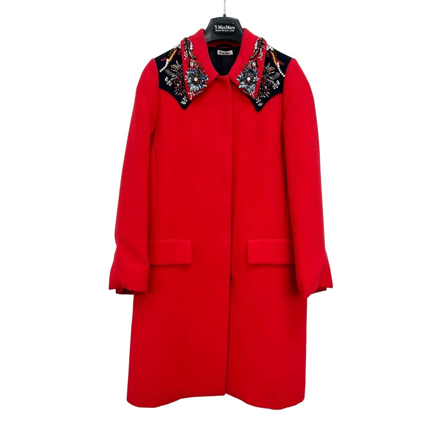 Miu Miu Miu Miu Rhinestone Embellished Wool Coat Size 40 Size S / US 4 / IT 40 - 1 Thumbnail