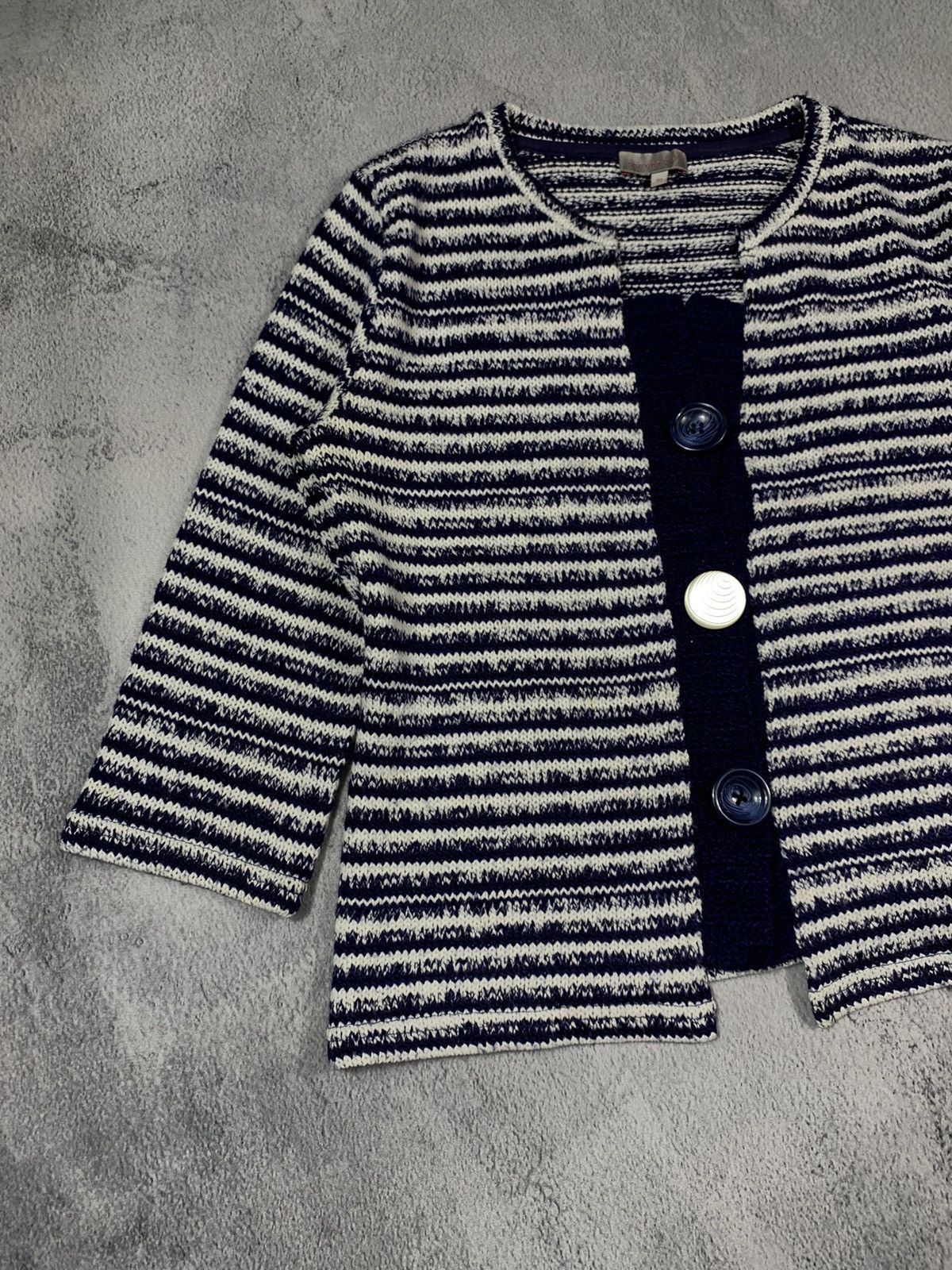 Japanese Brand × Vintage Vintage Y2KJapanese striped cardigan sweater oldmoney size M Size M / US 6-8 / IT 42-44 - 2 Thumbnail