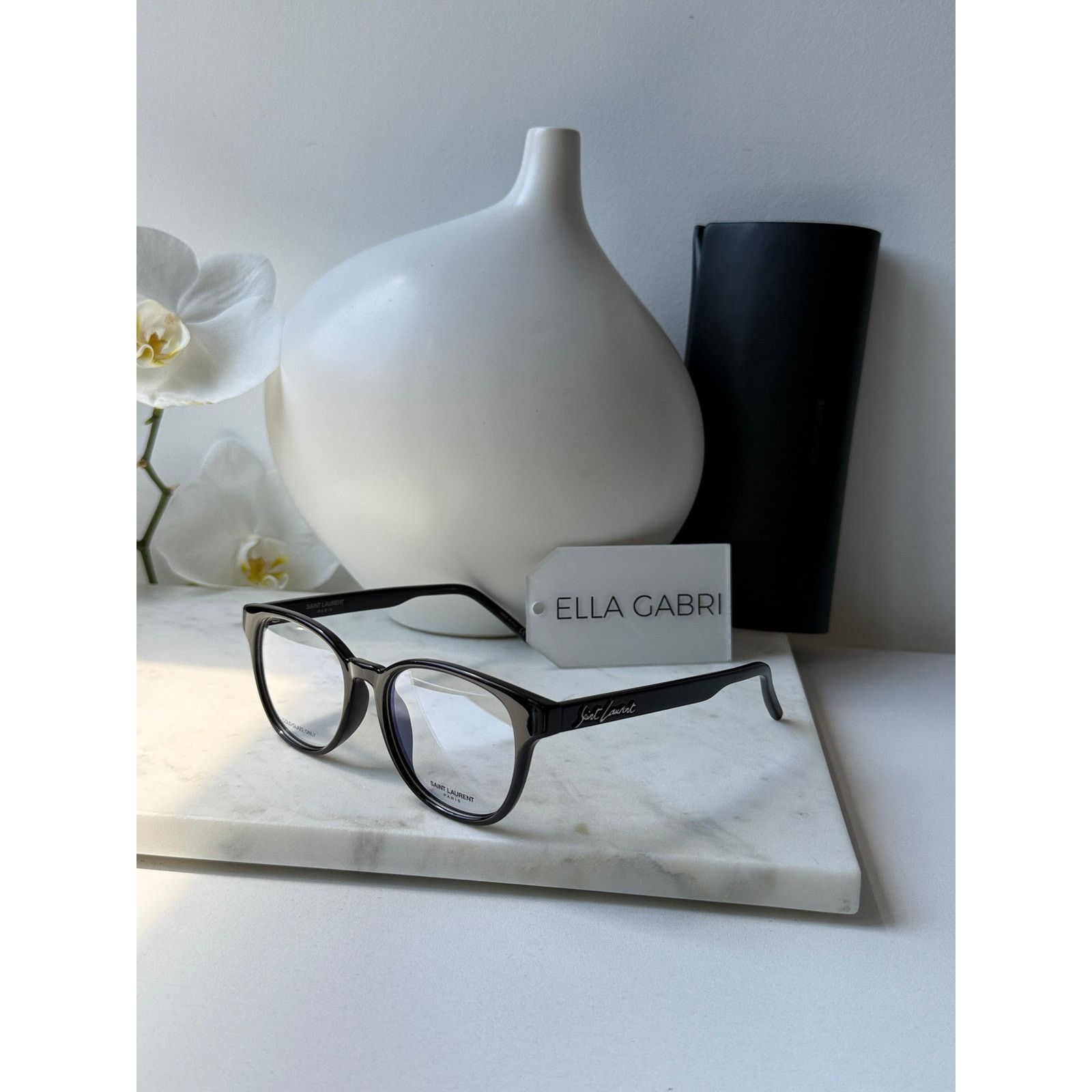 Saint Laurent Paris NEW Saint Laurent SL399 Black Silver Logo Eyeglasses Frames Size ONE SIZE - 6 Thumbnail