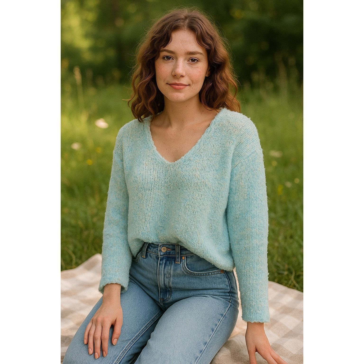 Handmade Vintage Handmade Pastel Blue Textured Knit Sweater Women’s S Size S / US 4 / IT 40 - 1 Thumbnail