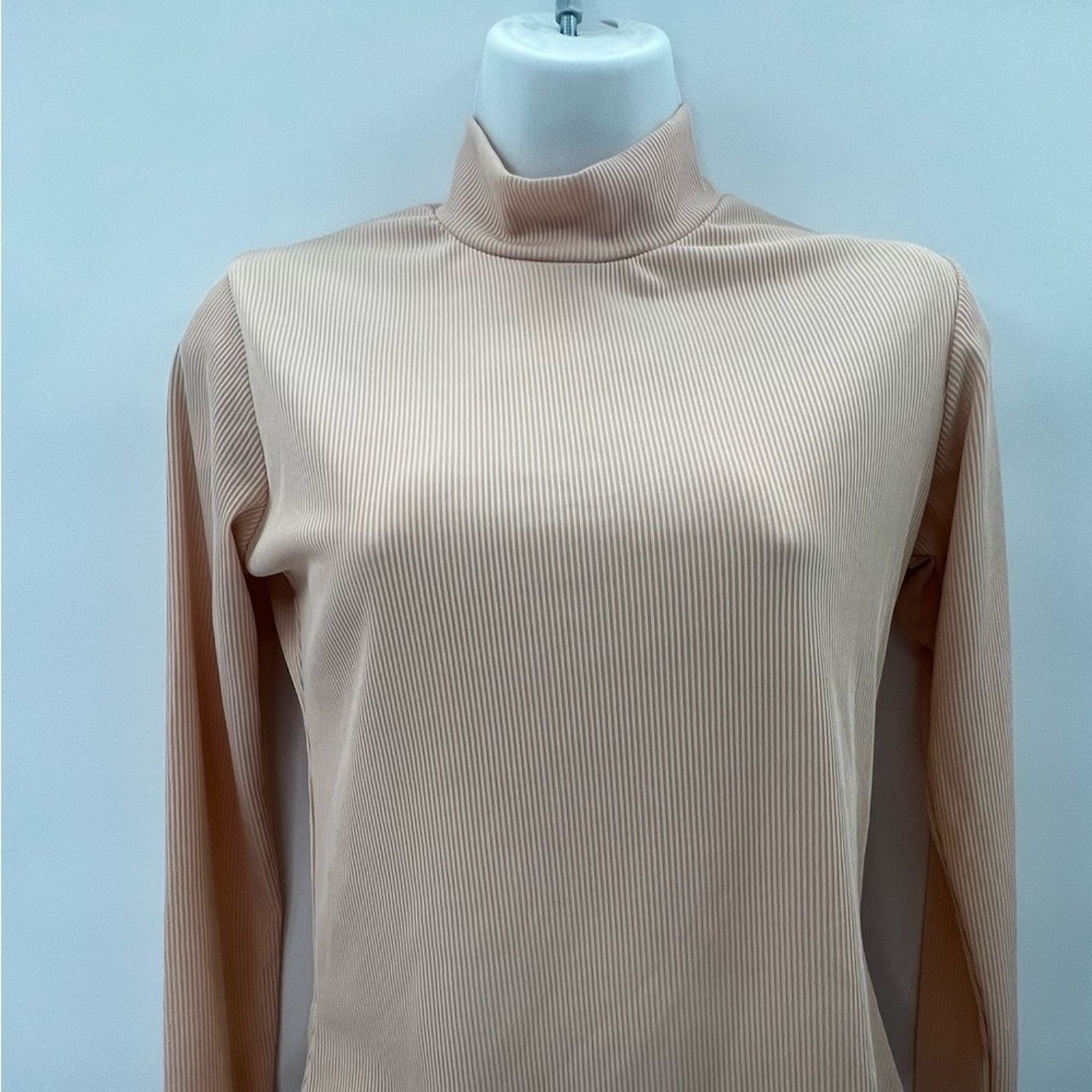 Boohoo Boohoo Pink High Neck Short Sleeve Ribbed Top Sz10 Size L / US 10 / IT 46 - 2 Thumbnail