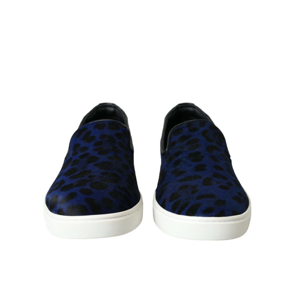 Dolce & Gabbana Dolce & Gabbana Blue Calfskin Hair Leopard Sneakers Shoes Size US 7 / EU 40 - 2 Thumbnail