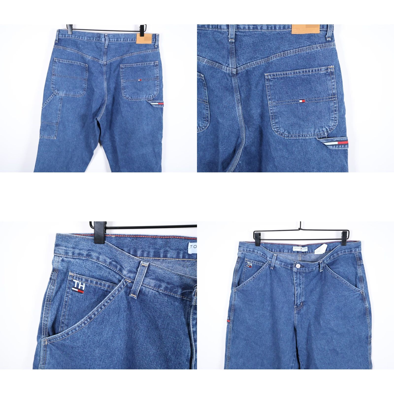 Tommy Hilfiger VINTAGE Tommy Hilfiger Jeans Baggy Denim 2002 Women's 18 Plus 38 x 26 Wide-Leg Carpenter Blue Denim 5-Pocket Mens/Womens Size 26" / US 2 / IT 38 - 9 Thumbnail