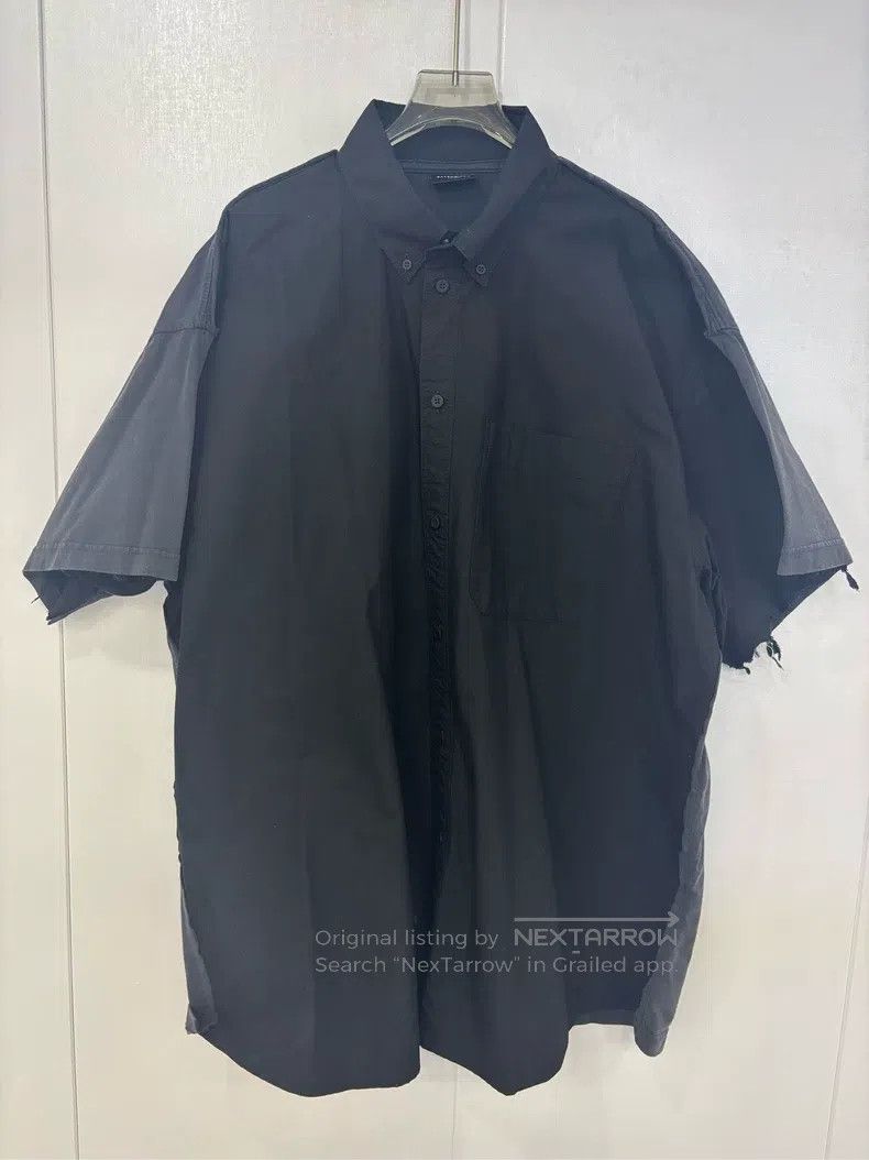 Balenciaga Balenciaga Double B Totem Patchwork Short Sleeve Shirt Size US M / EU 48-50 / 2 - 1 Thumbnail