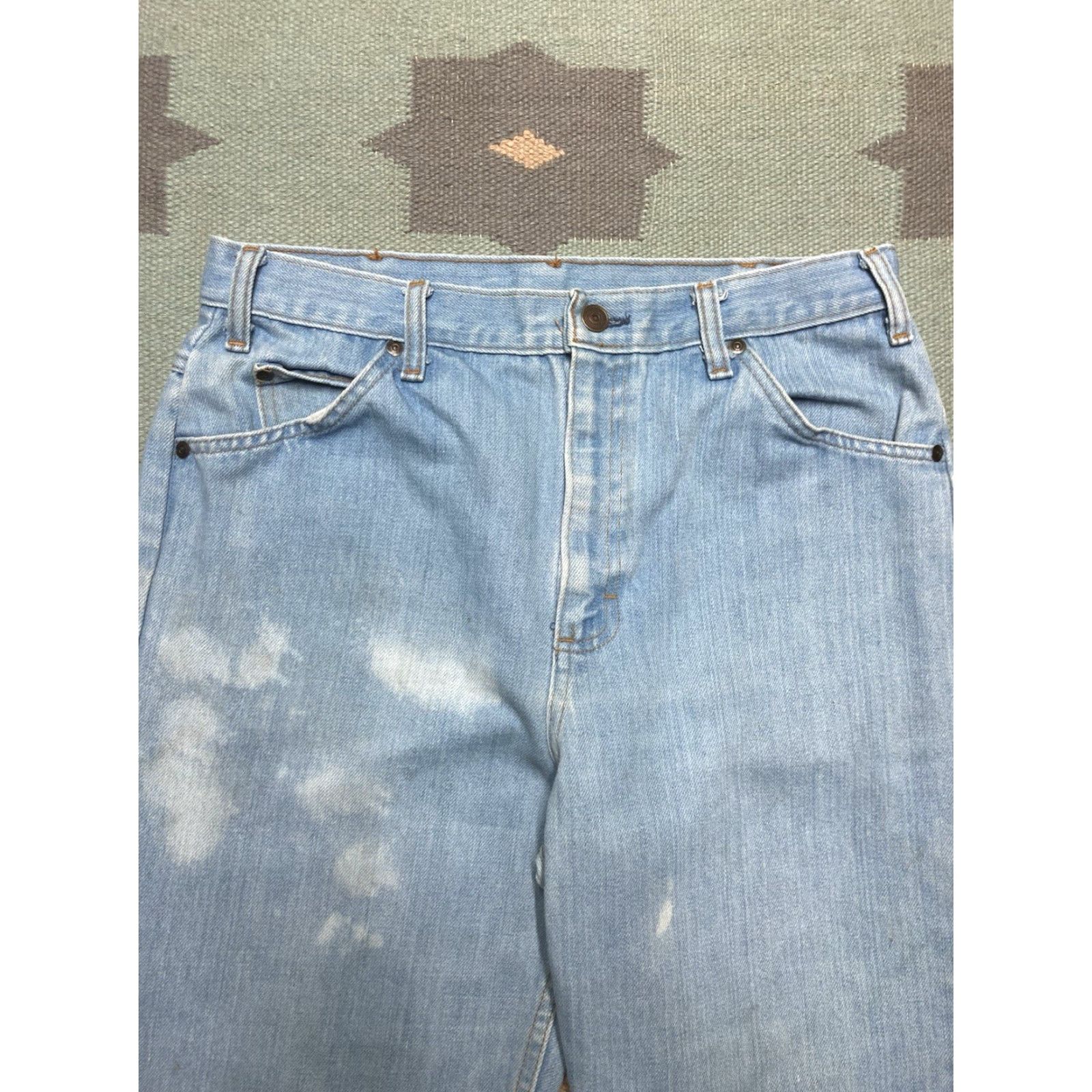 Denime VINTAGE 70s denim blue jeans bootcut flare faded light wash hippie 31x33 Mens Jeans Bootcut Hippie 70s Light Wash Blue Denim Size US 31 - 4 Thumbnail
