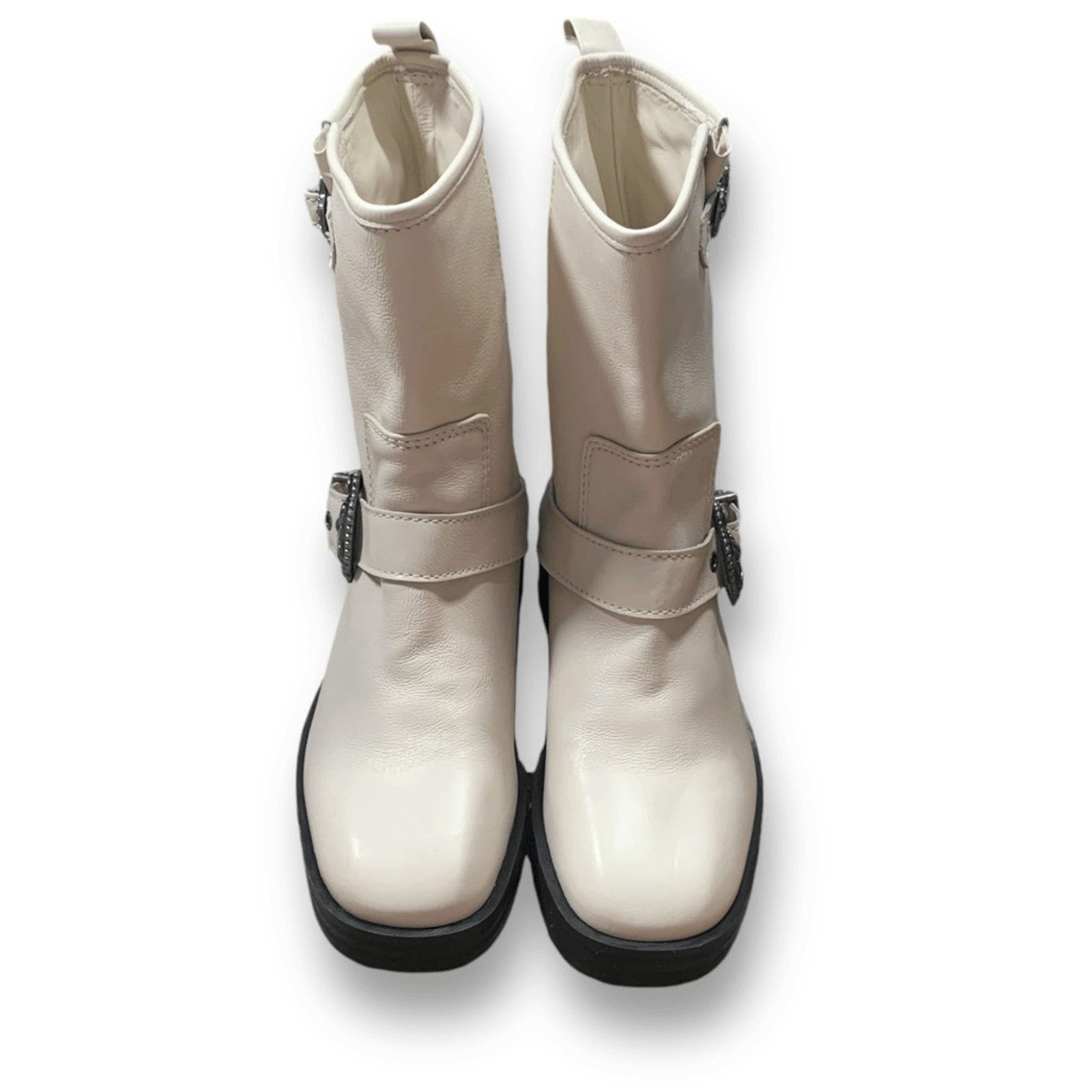 Larroude Larroude Hardy Moto Boot Cream Leather Western Buckle Ankle Size US 8.5 / IT 38.5 - 5 Thumbnail