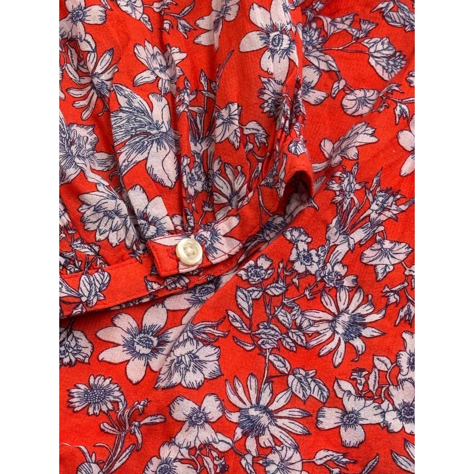 Gap GAP Blouson Sleeve Square Neck Blouse Red Large Petite Size L / US 10 / IT 46 - 4 Thumbnail