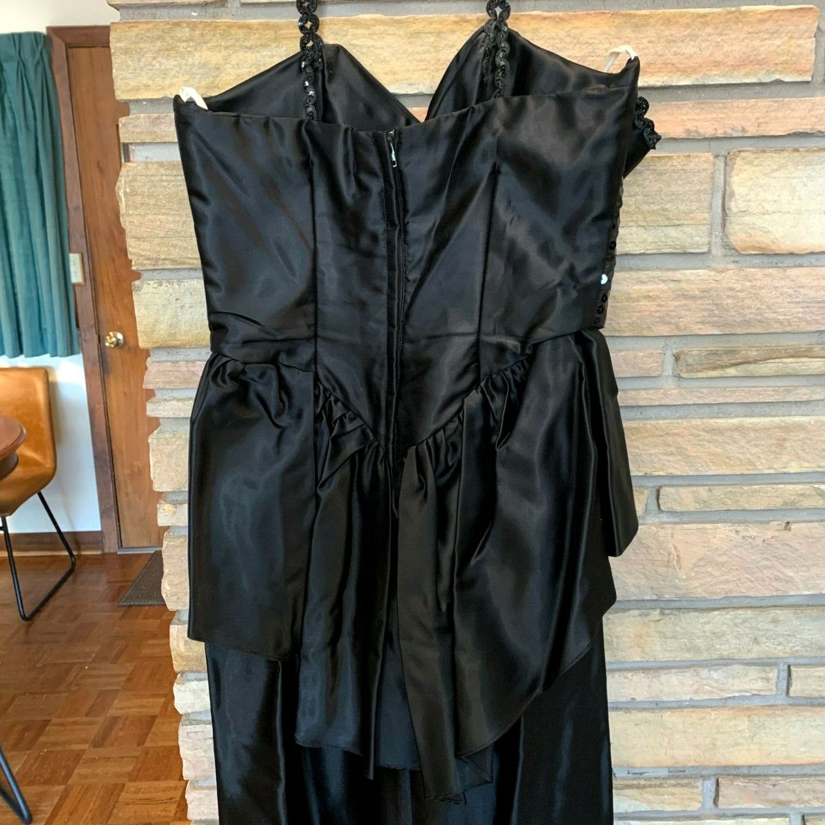 Vintage VINTAGE Alfred Angelo FLIRTATIONS Black Sequin Prom Maxi Gown Dress 7/8 Womens Size M / US 6-8 / IT 42-44 - 5 Thumbnail