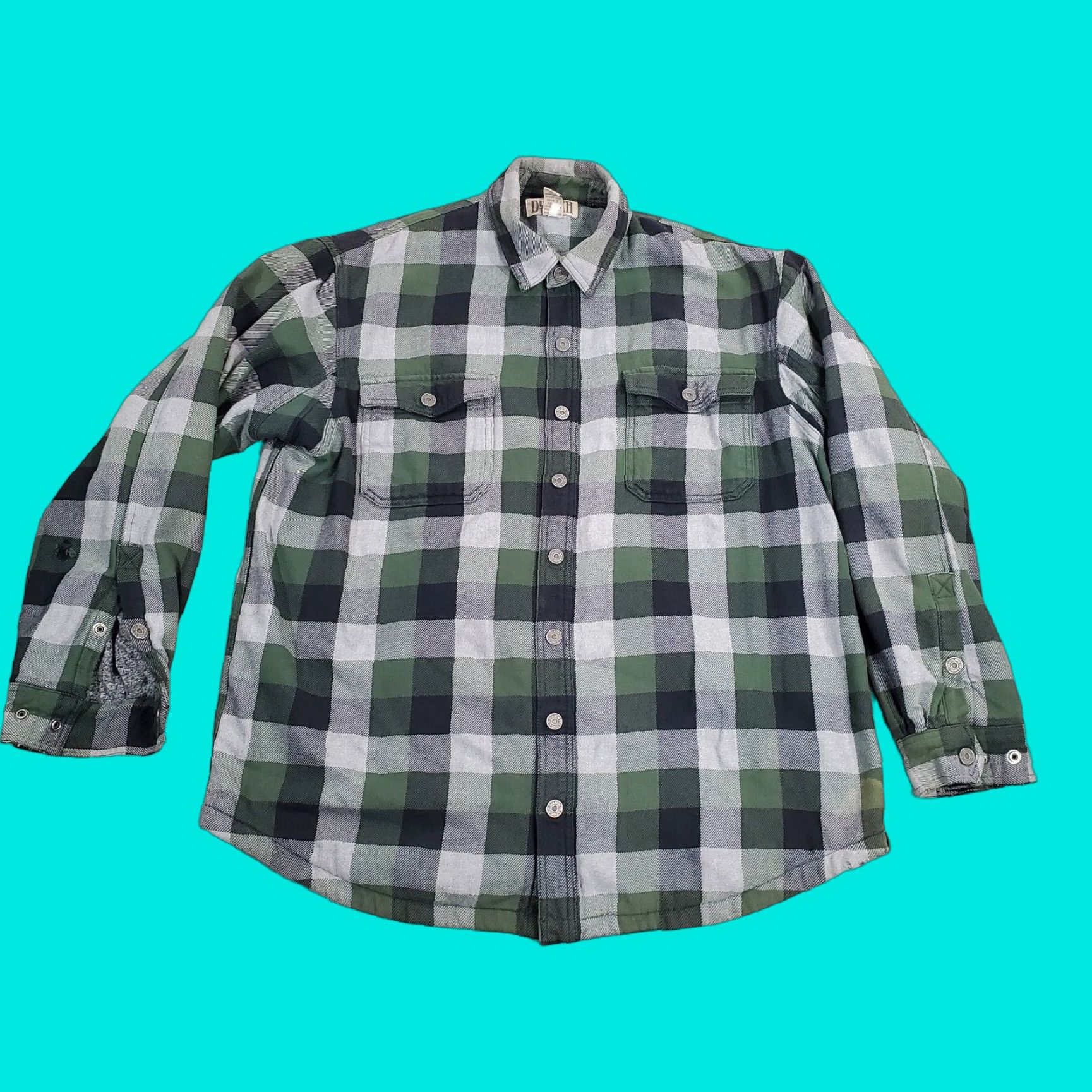 Vintage Duluth Jacket Mens Extra Large Tall Green Gray Flannel Lined Coat Cotton Check Pocket Overcoat Outdoor Winter Fall Spring Summer Size US XXL / EU 58 / 5 - 1 Thumbnail