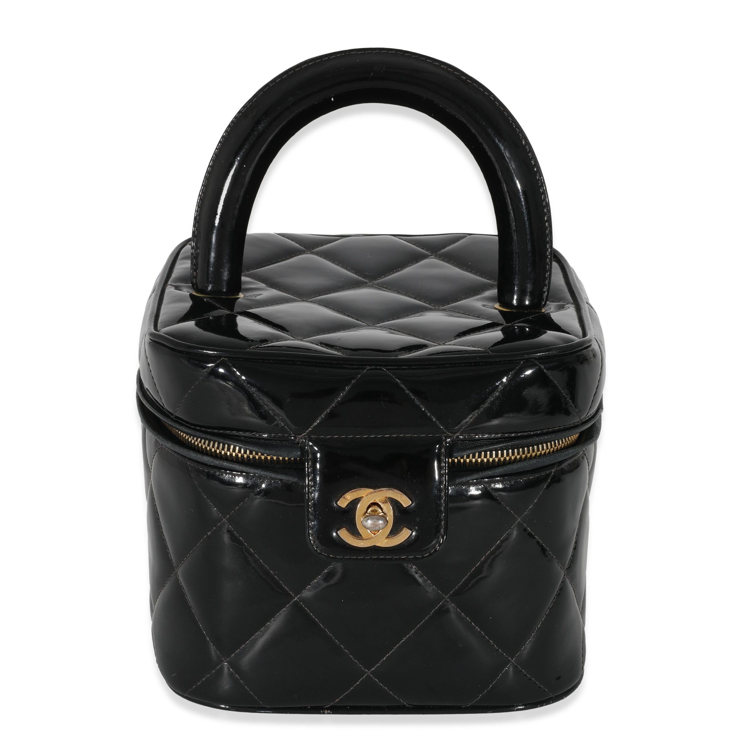 Chanel Vintage 24K Black Patent CC Vanity Case
