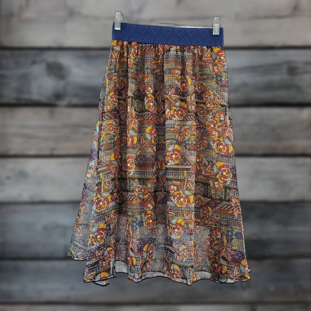 Vintage VINTAGE LuLaRoe Womens Lola Skirt 2XS Blue Floral Pull On Midi A-Line Skirt Womens Size 24" / US 00 / IT 34 - 1 Thumbnail