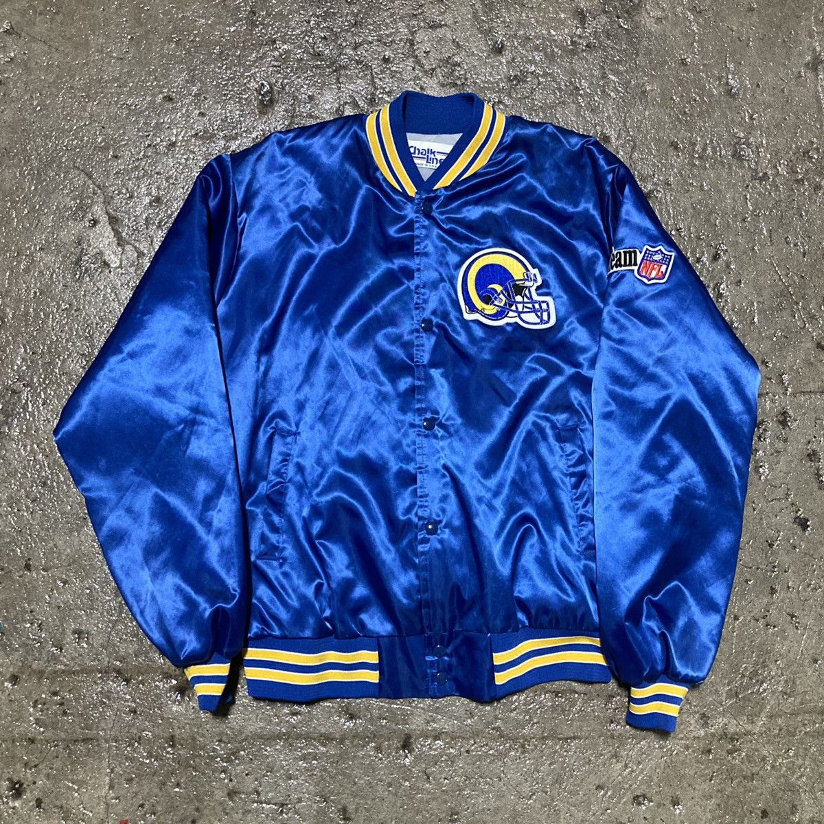 NFL × Streetwear × Vintage Vintage 90s LA Rams NFL Chalk Line Satin ...